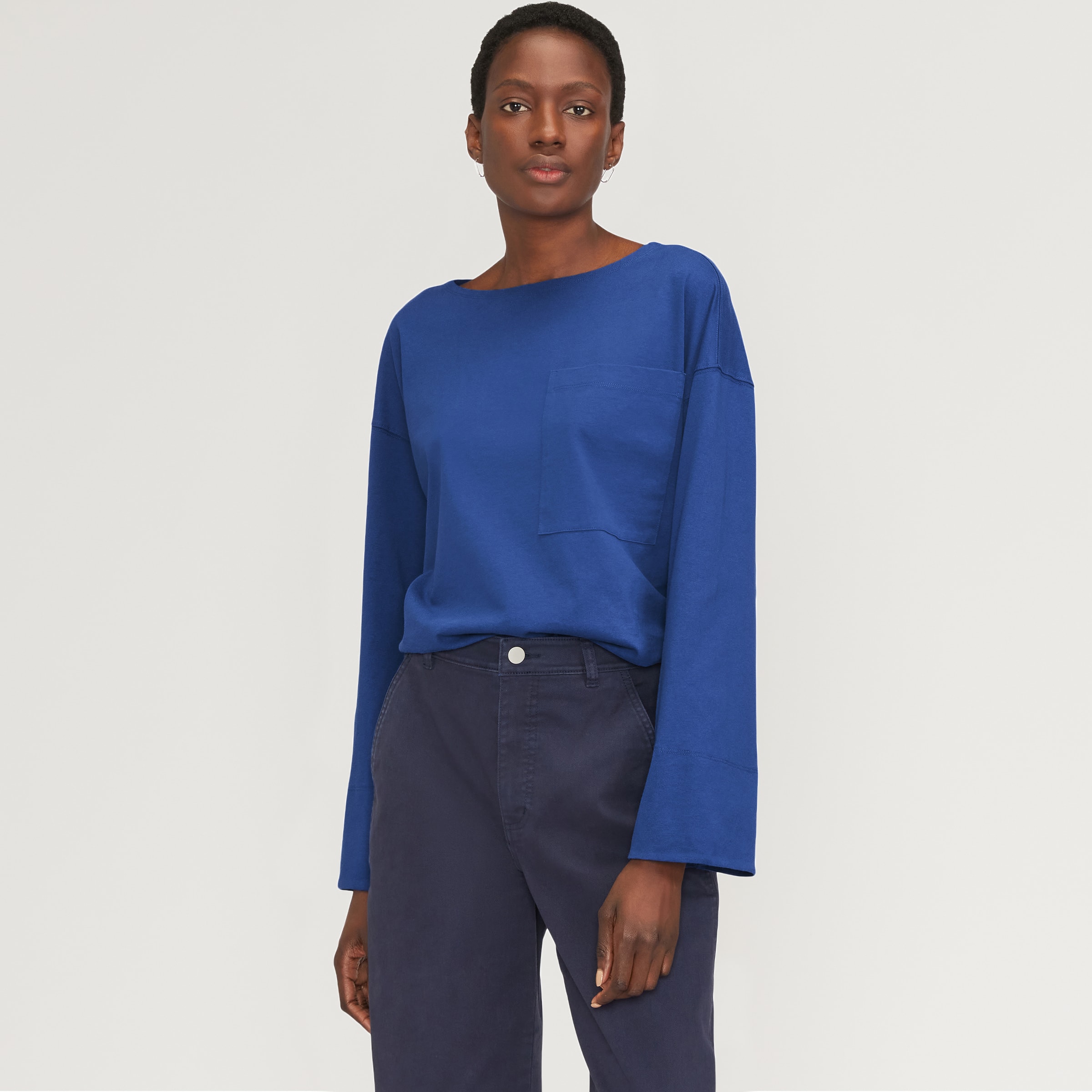 The Premium Weight Oversized Pocket Tee Mazarine Blue – Everlane