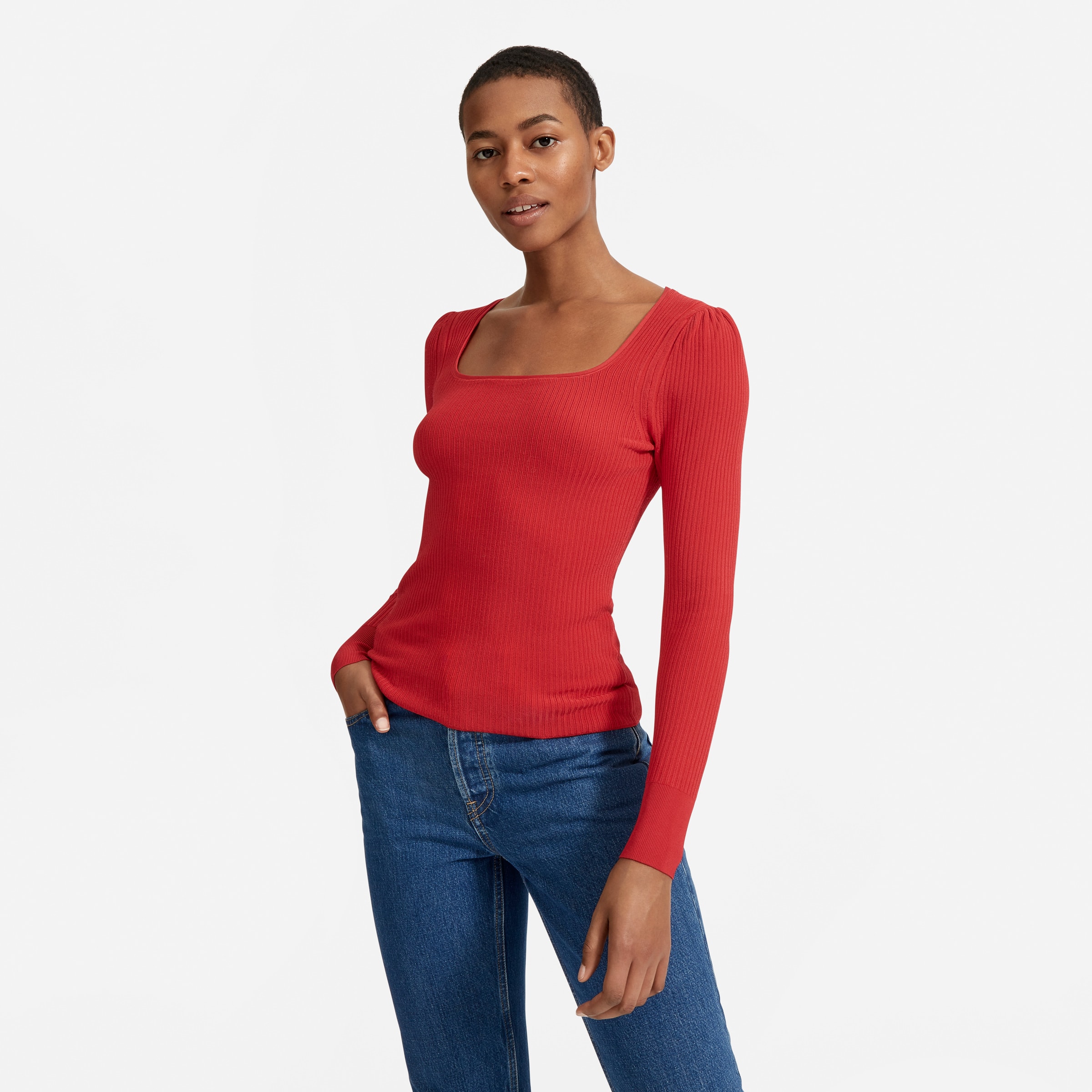 The Square Neck Top Haute Red – Everlane