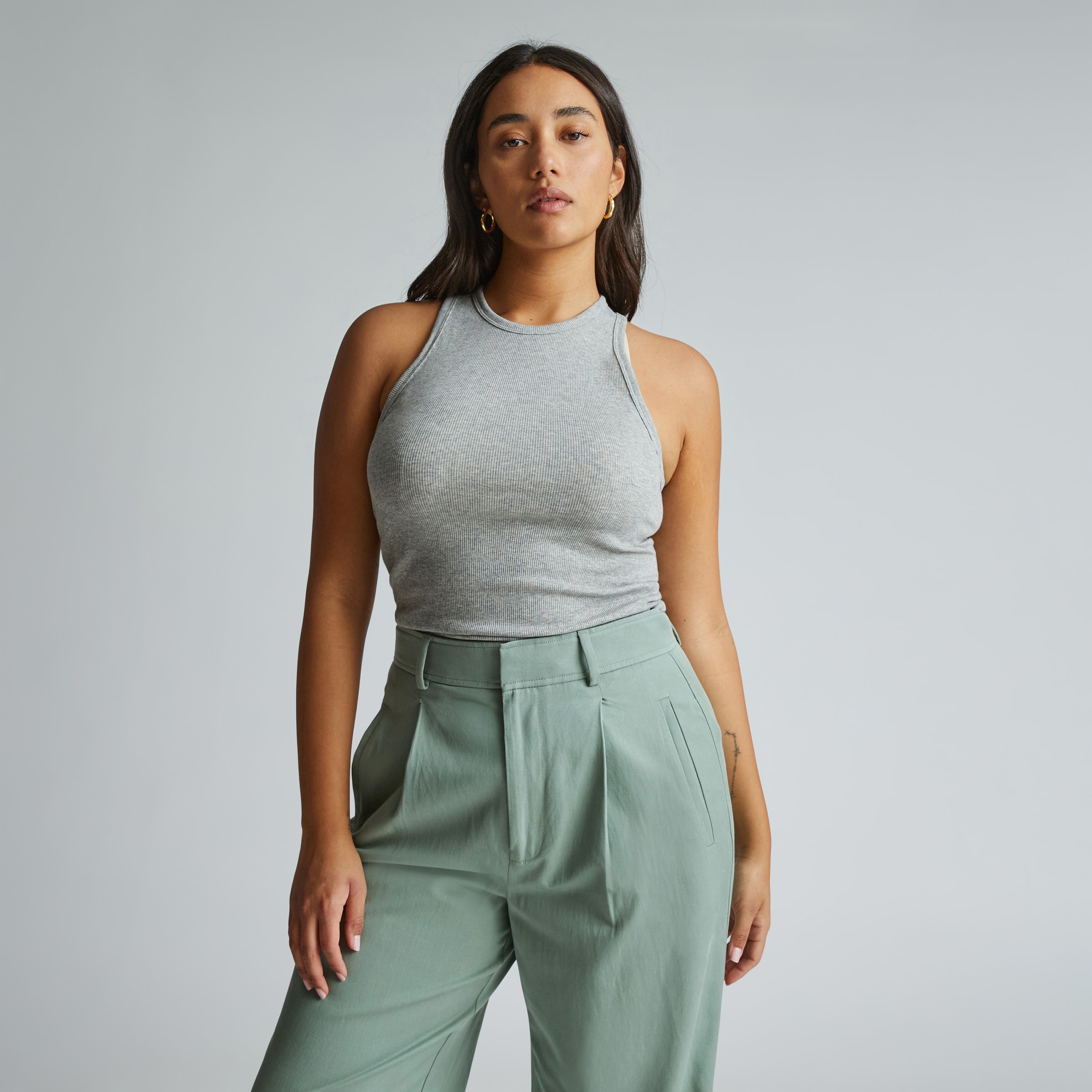 The Supima® Micro-Rib Racerback Tank Heathered Grey – Everlane