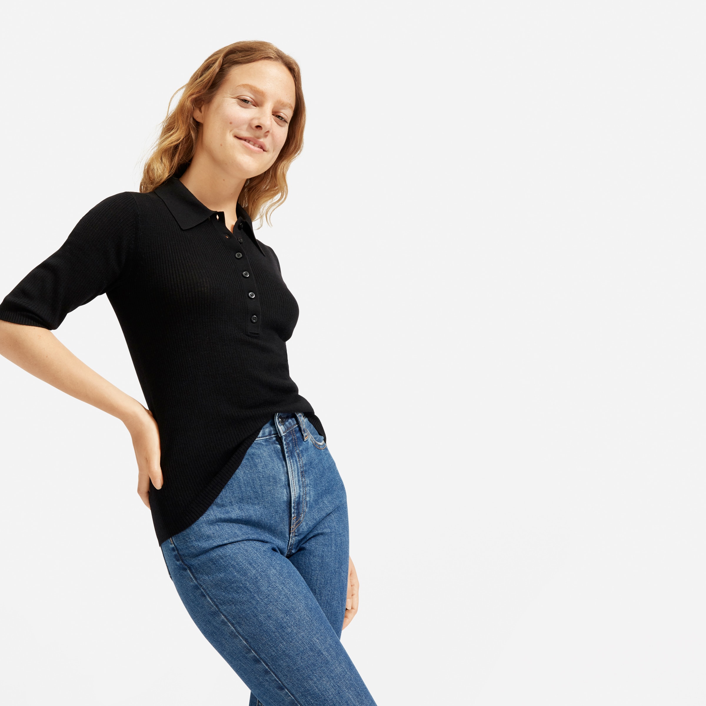 cotton merino polo everlane