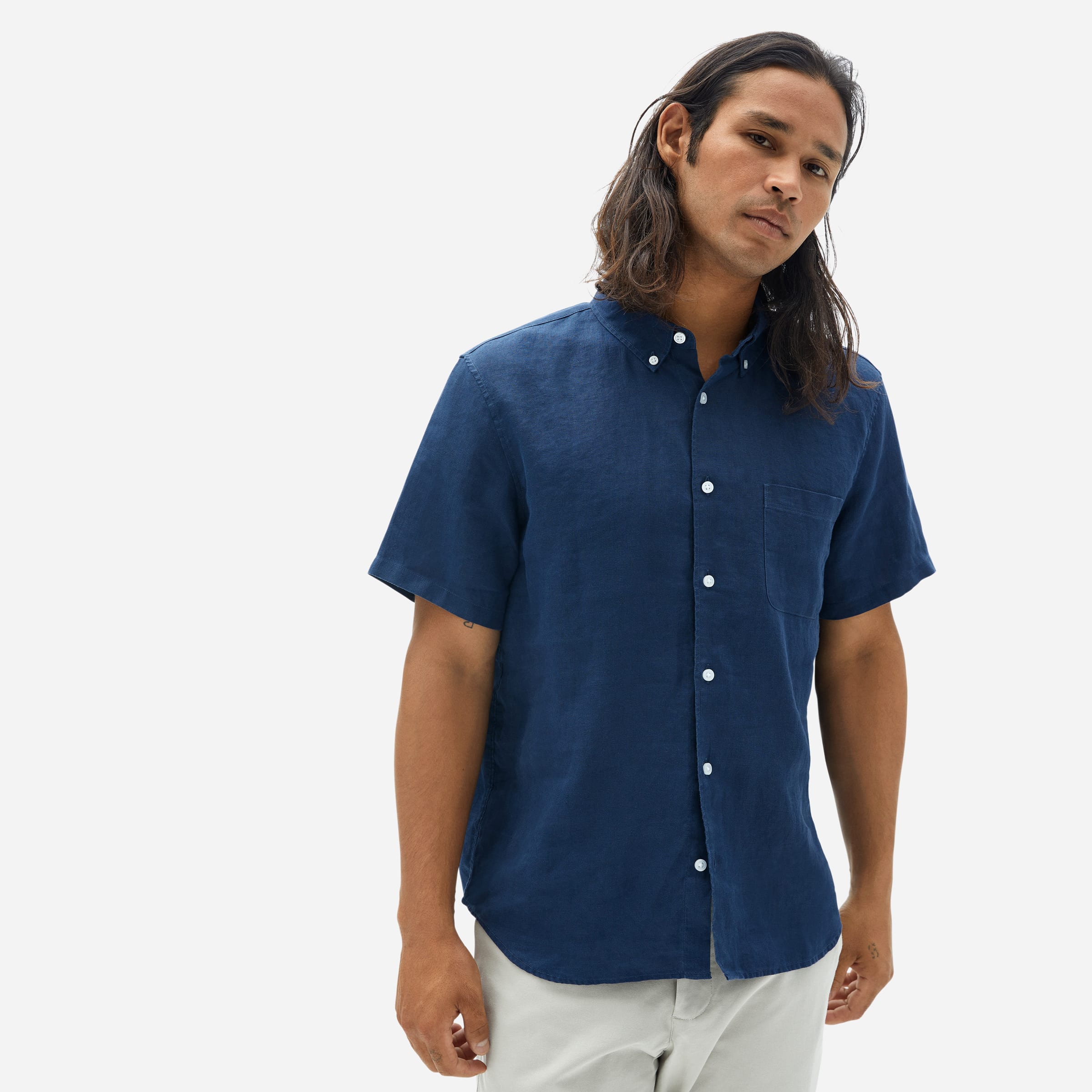 The Linen Short-Sleeve Standard Fit Shirt Midnight – Everlane