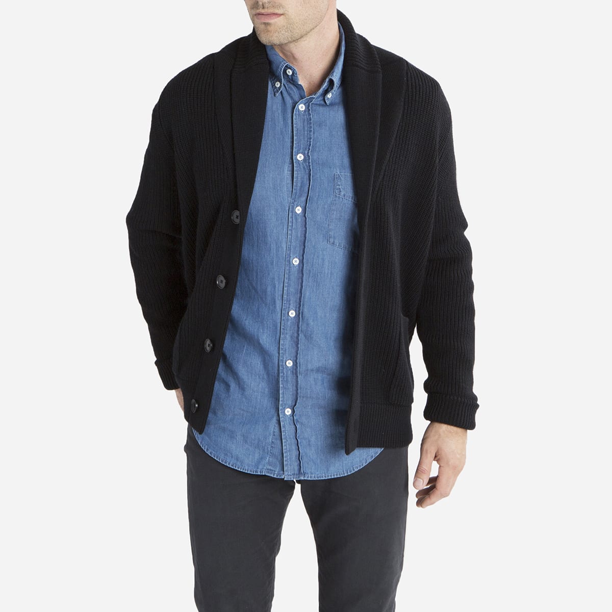 Men's Chunky Knit Cardigan Black Everlane