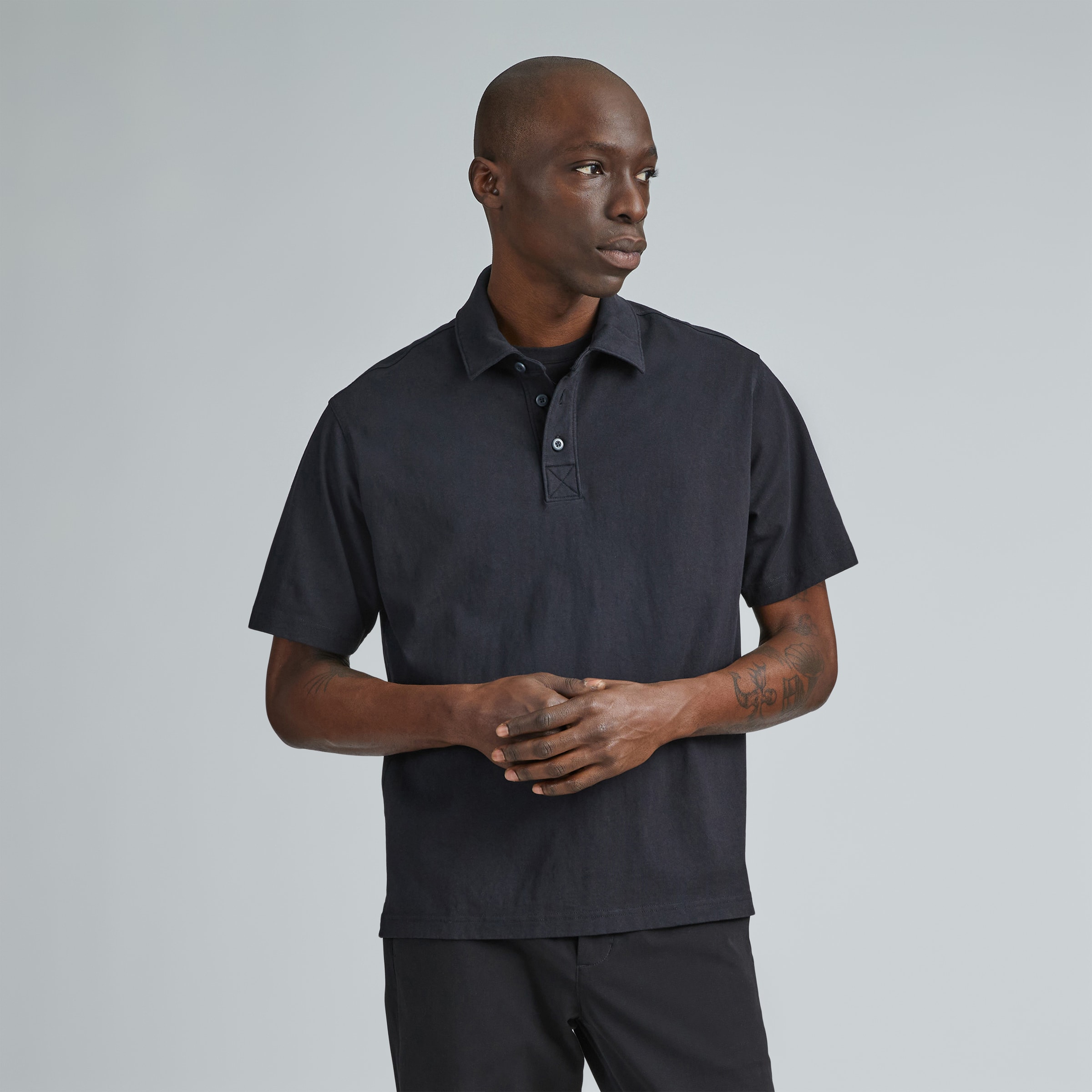 Everlane Men's Performance Polo T-Shirt in Black, Size Large
