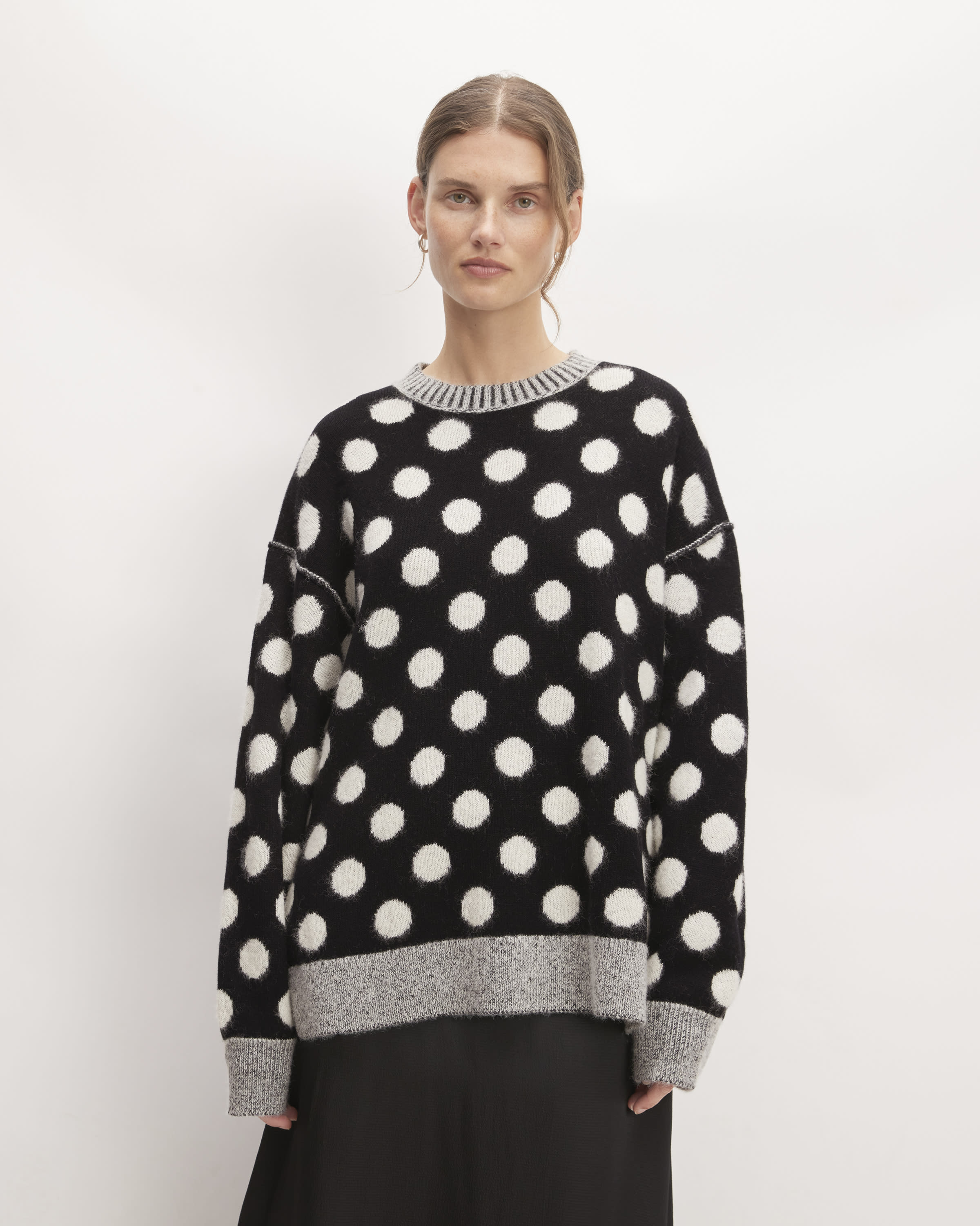 The Alpaca Polka Dot Oversized Crew Black / Snow Polka Dot – Everlane