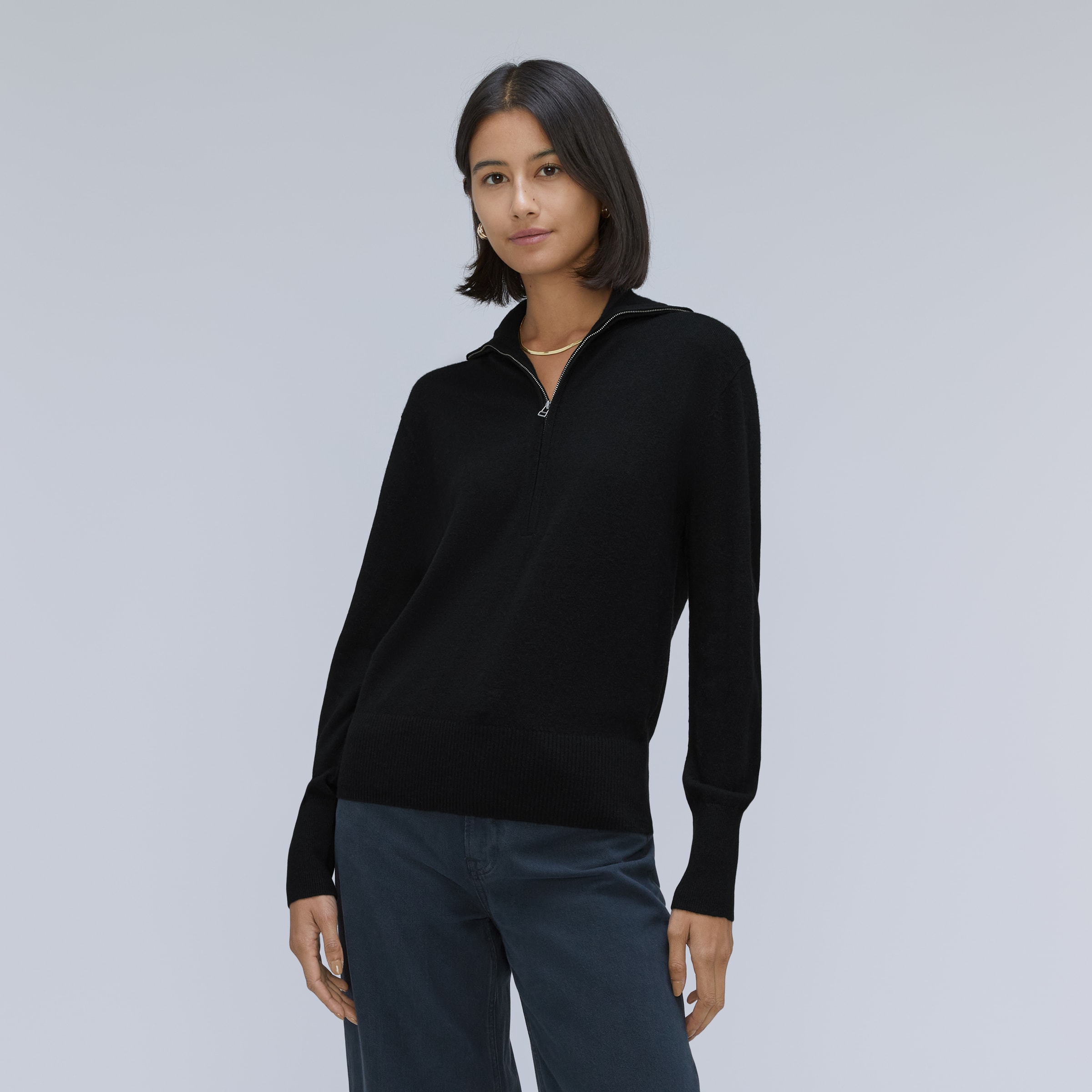 Luxe Oversized Turtleneck Sweater with Half-Zip Detail