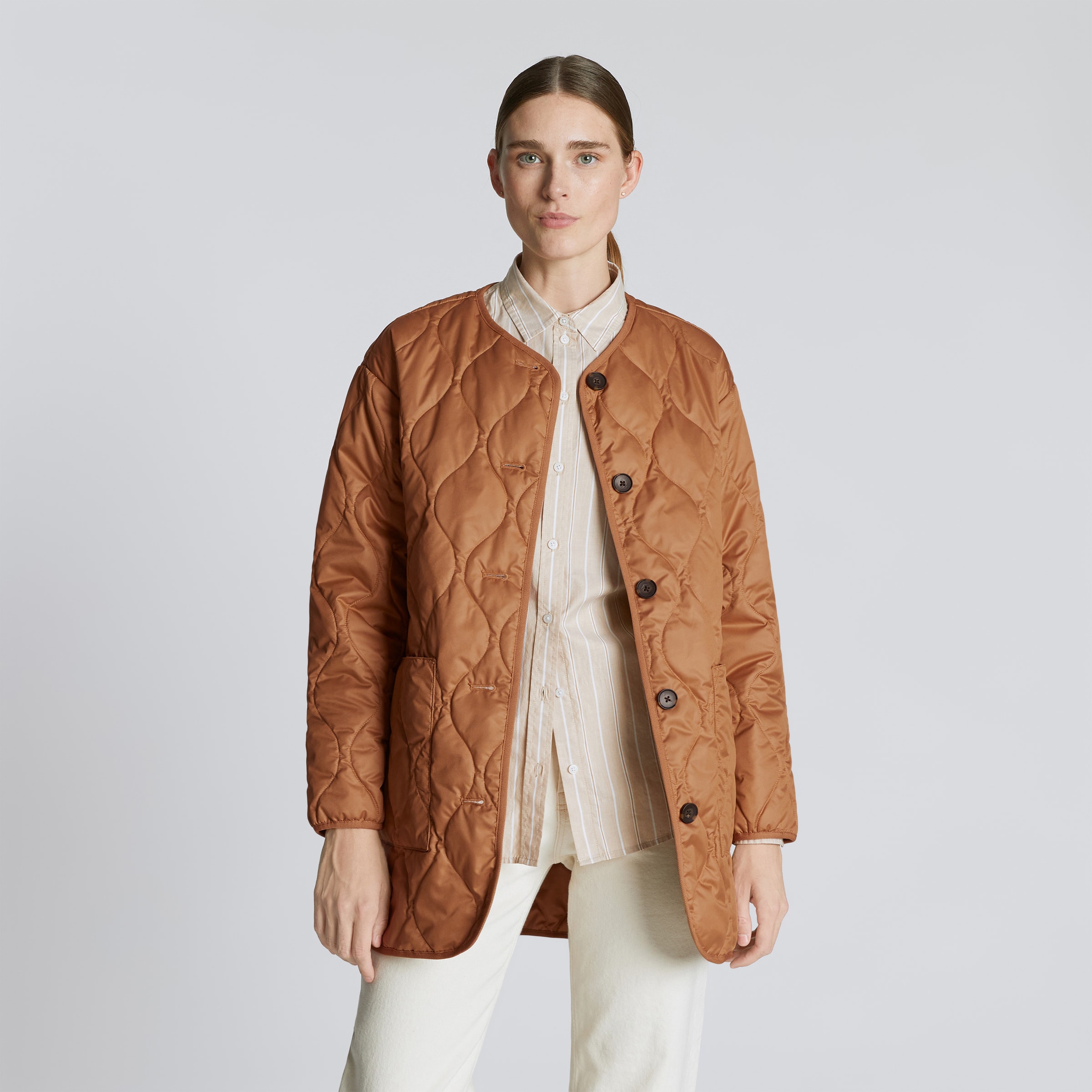The ReNew Quilted Mid-Length Liner Tawny Brown – Everlane