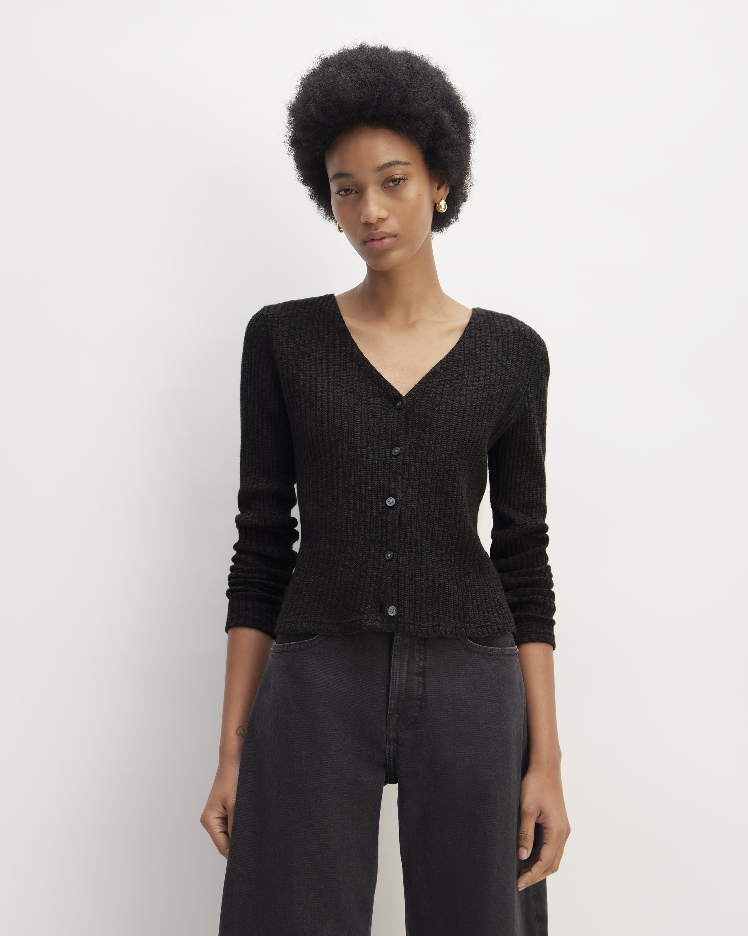 The Cozy-Rib Cardigan Black – Everlane