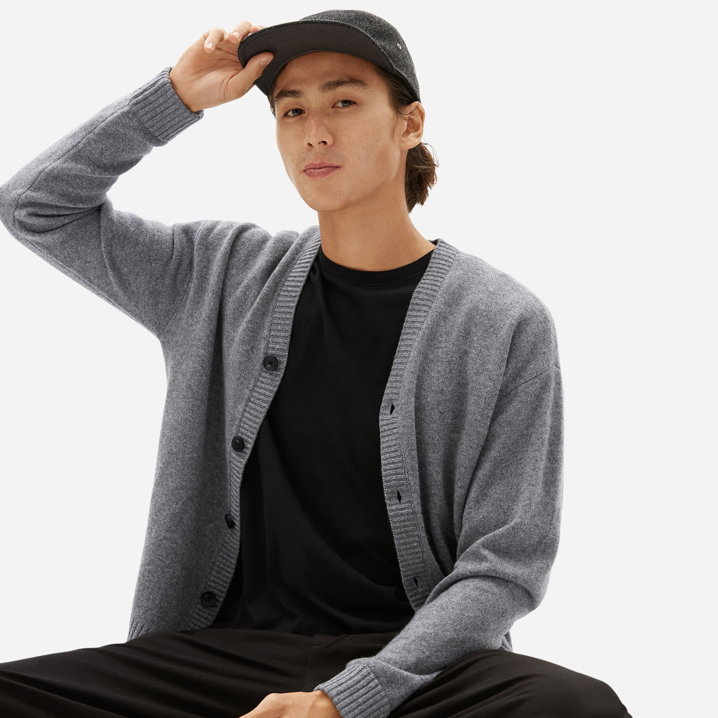 The Felted Merino Shawl Collar Cardigan Charcoal – Everlane