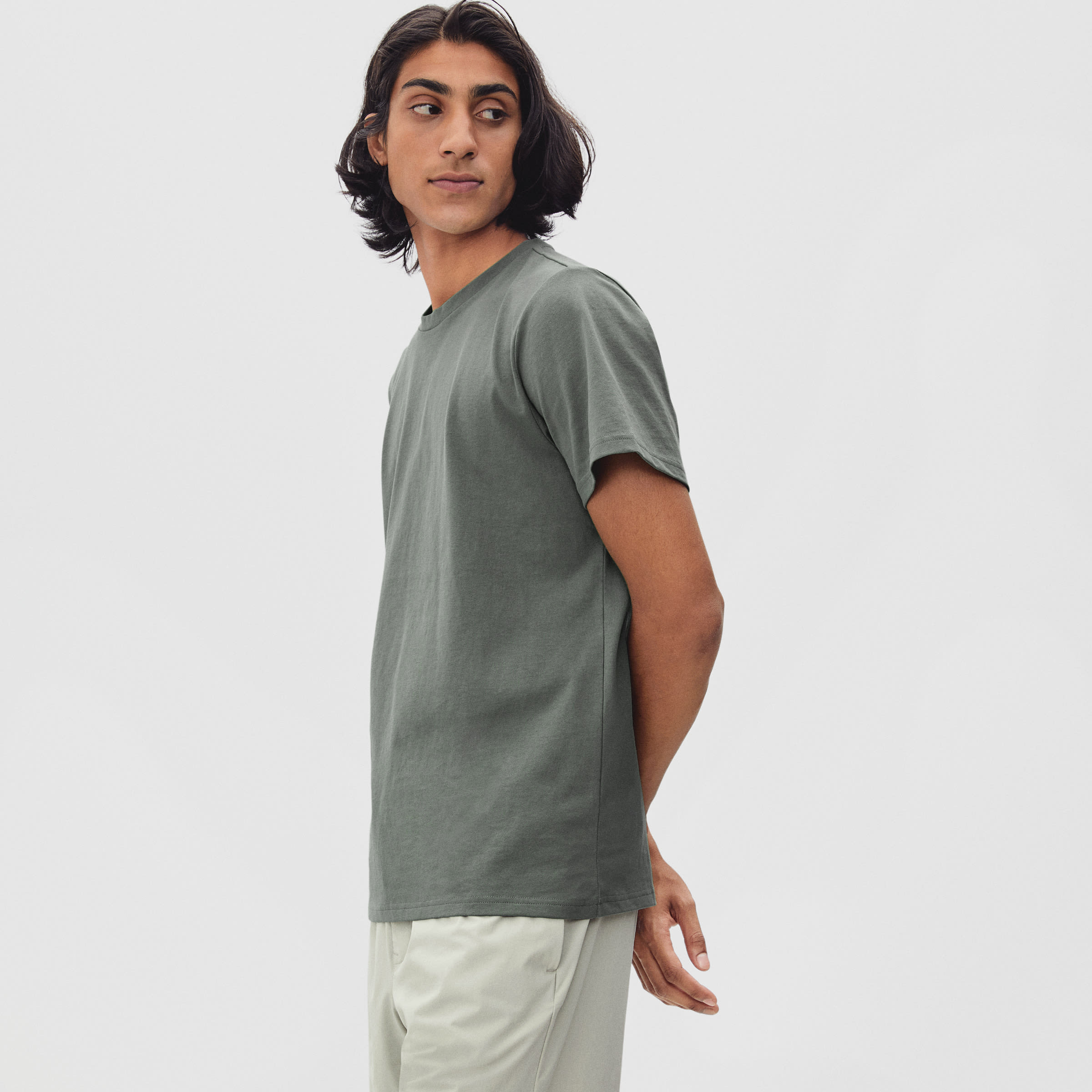 The Premium-Weight Crew | Uniform Dark Sage – Everlane