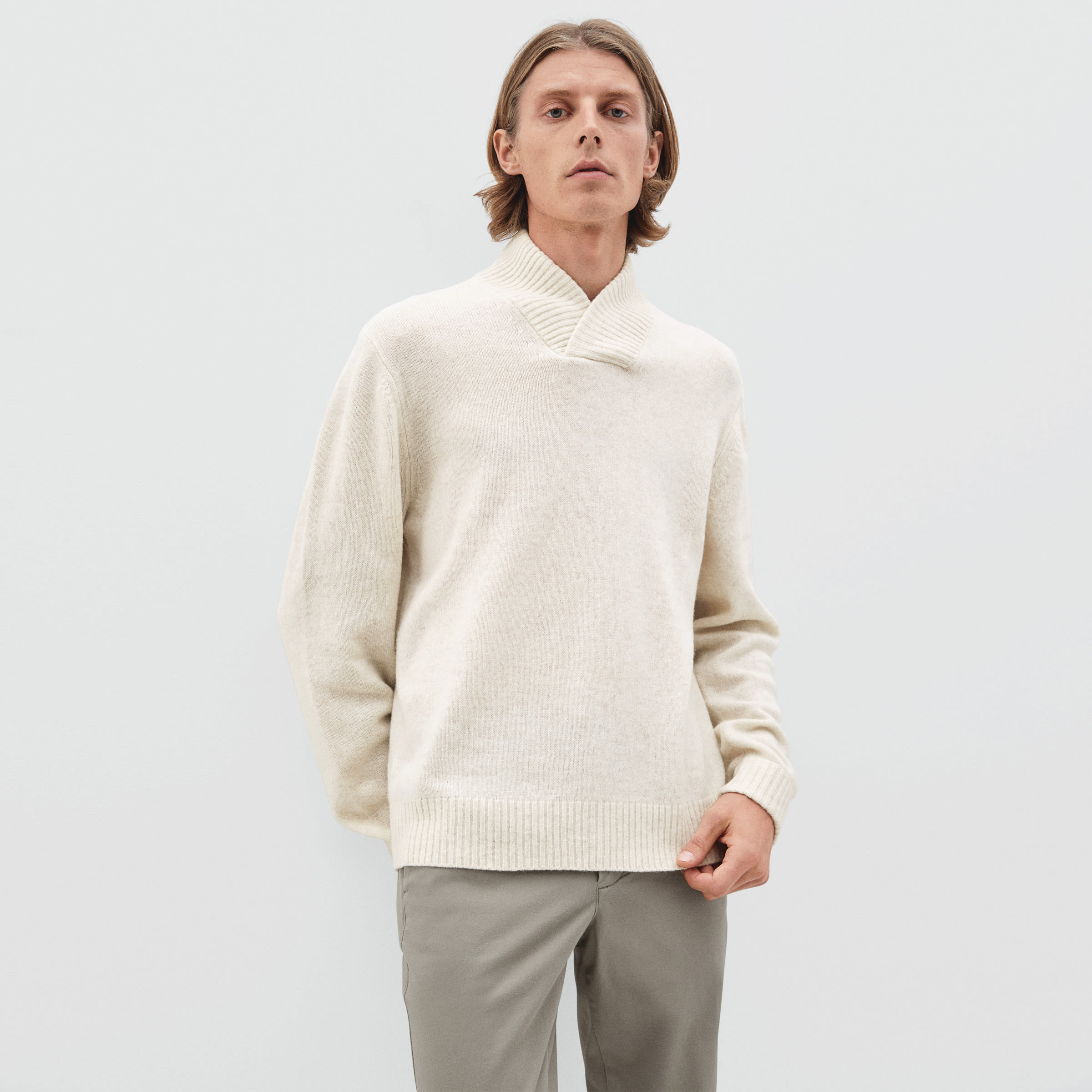 merino shawl collar sweater