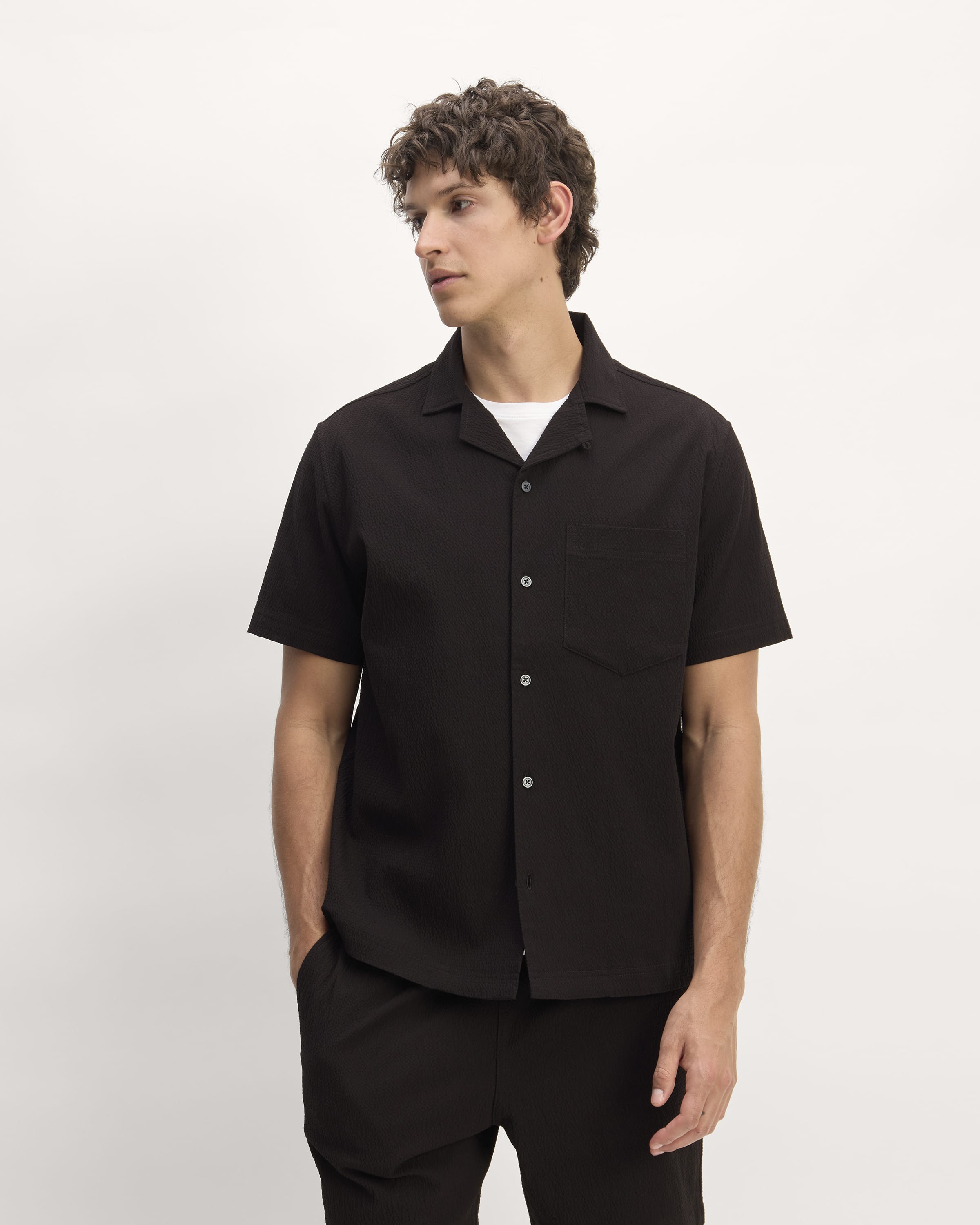 The Seersucker Short-Sleeve Shirt Black – Everlane