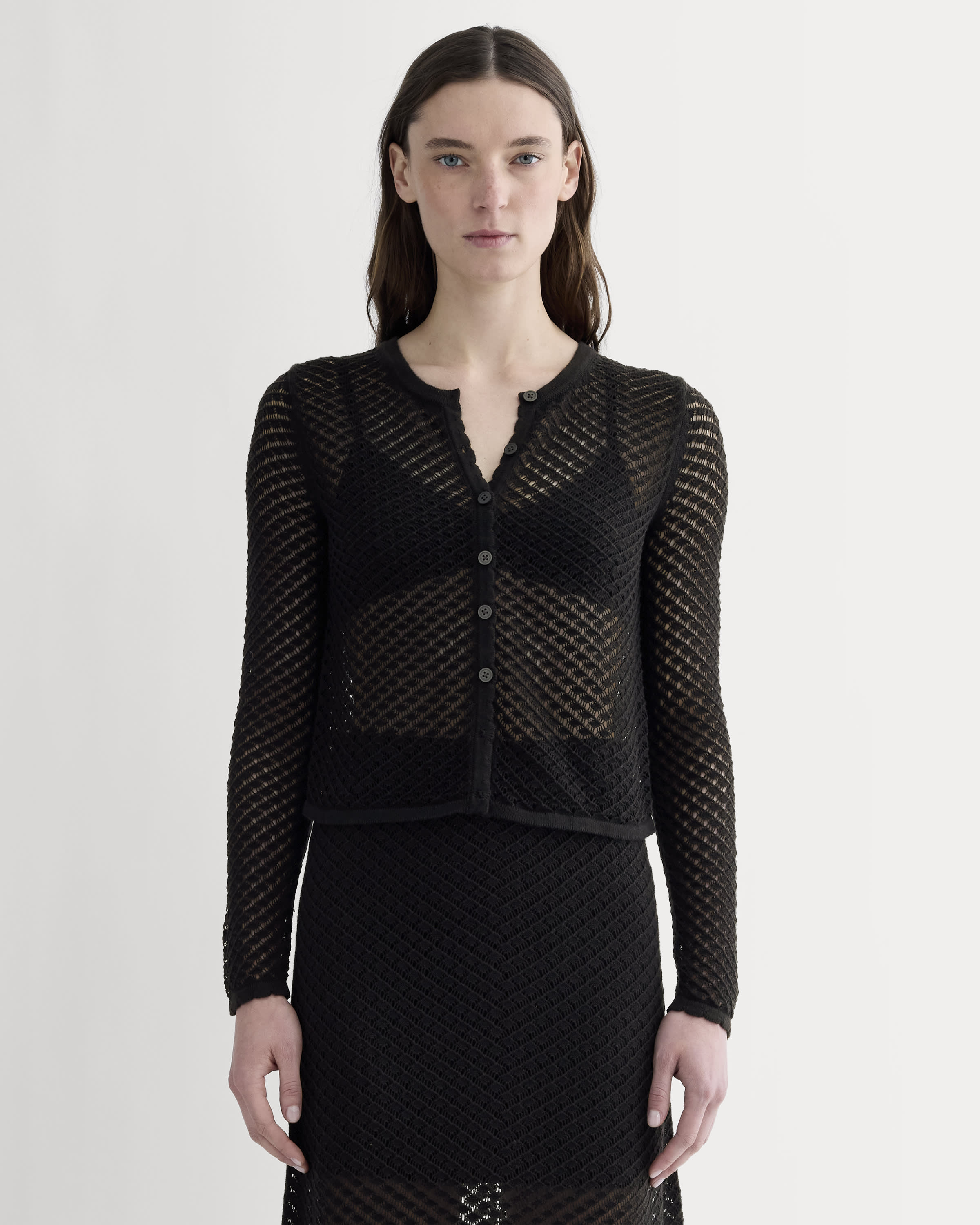 Black Lacing Knit Cardigan