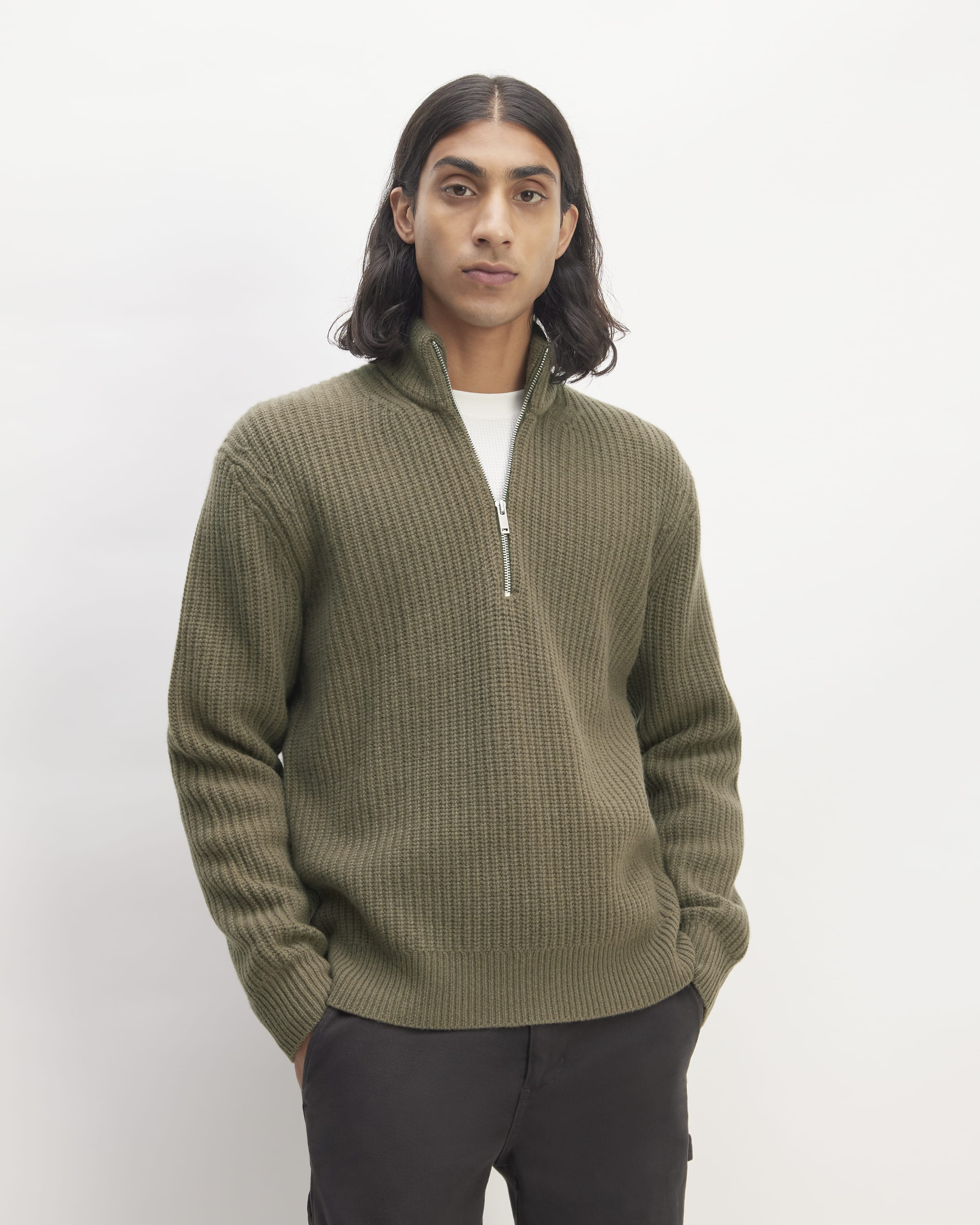 The Felted Merino Half-Zip Sweater Kalamata – Everlane