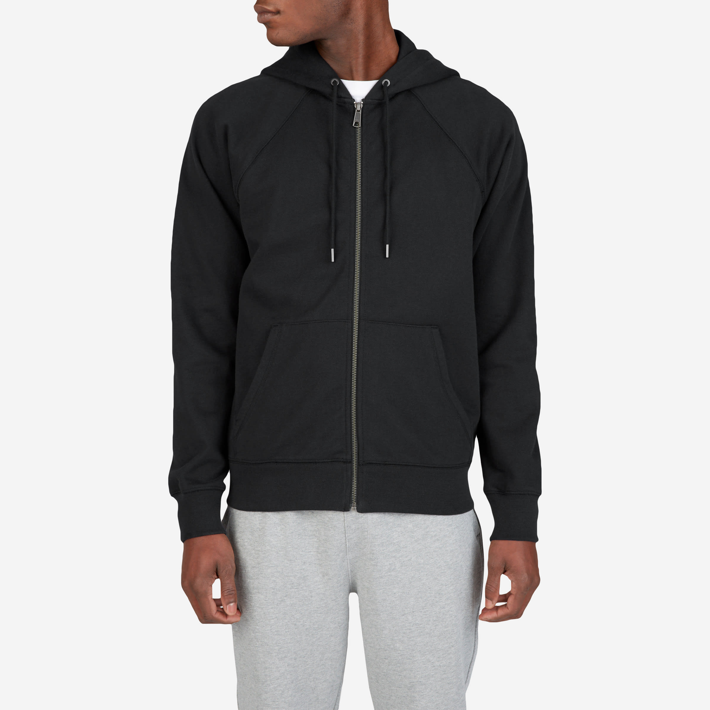 The Classic French Terry Zip Hoodie Washed Black – Everlane