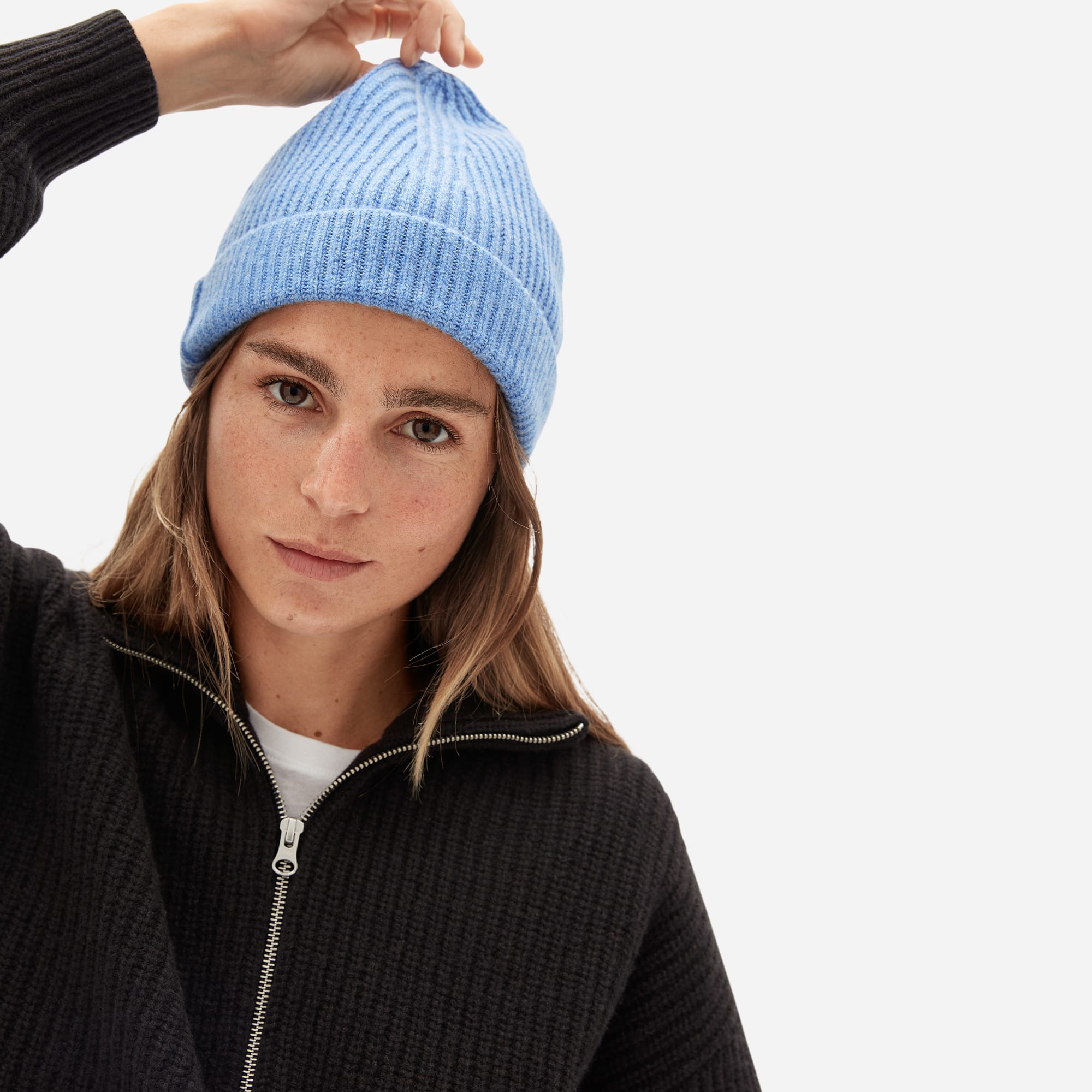 The Cashmere Rib Beanie Sky Blue – Everlane