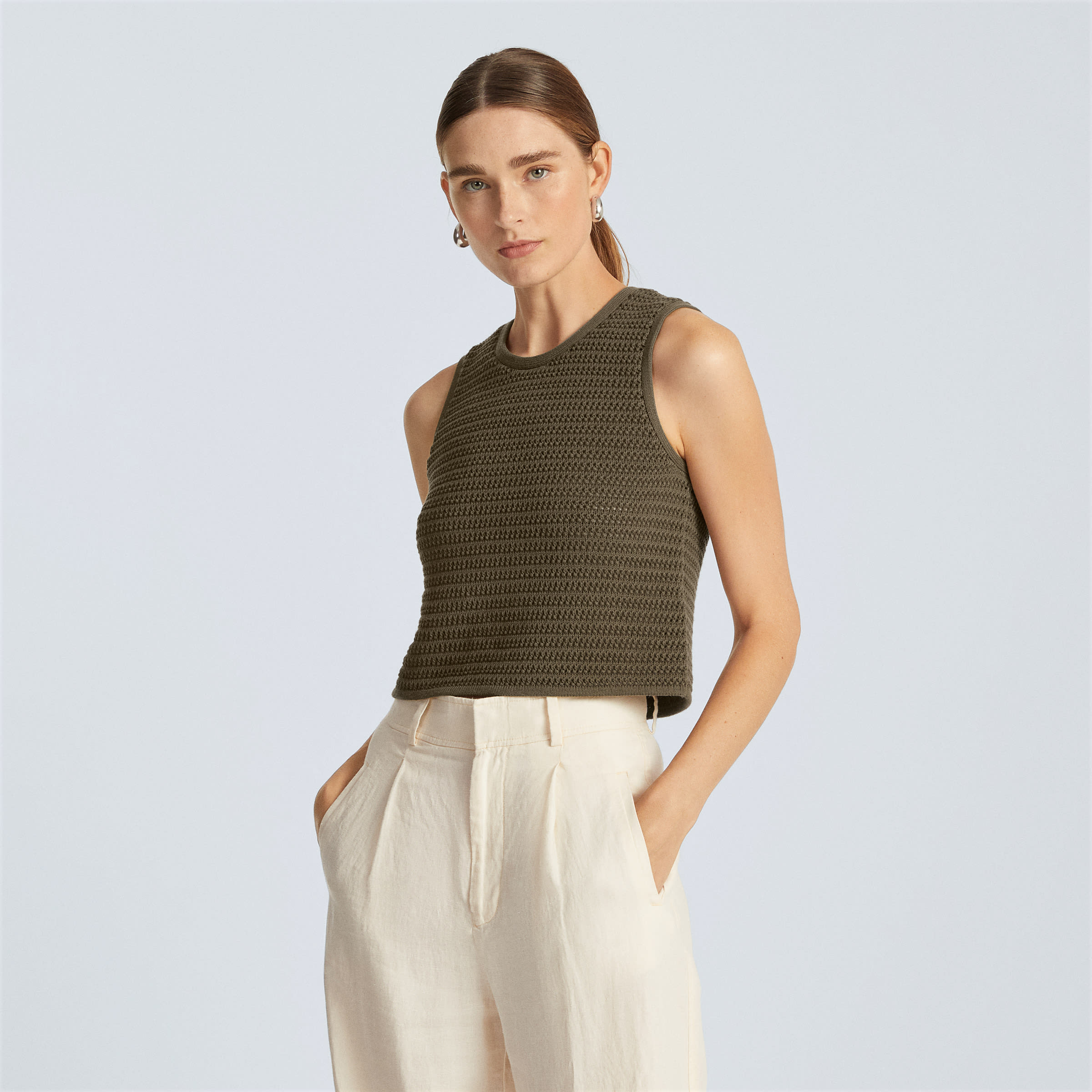 The Crochet Knit Cami Beech Everlane