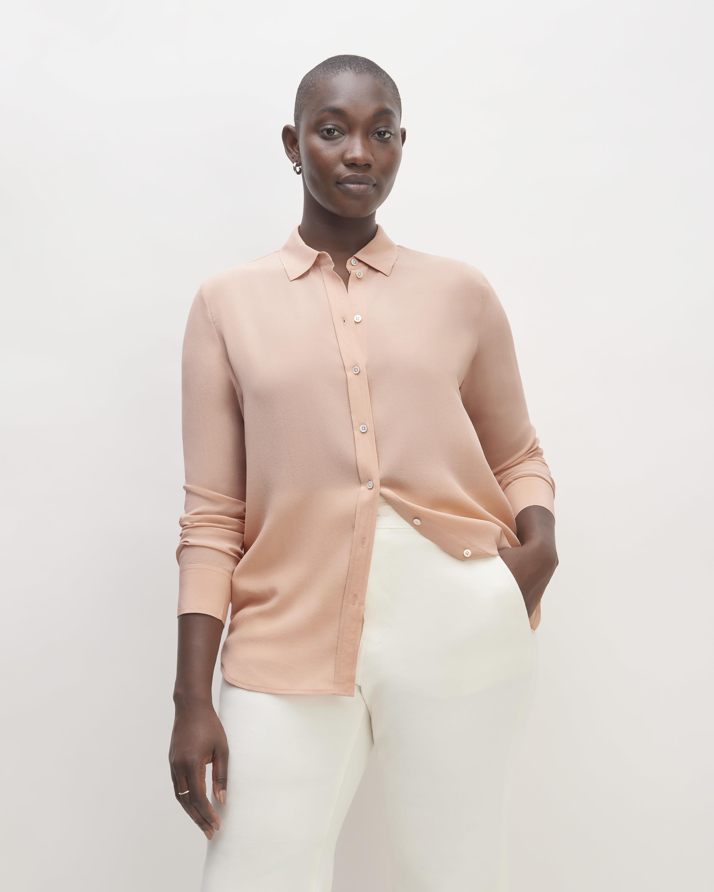 The Washable Clean Silk Relaxed Shirt Blush Pink – Everlane
