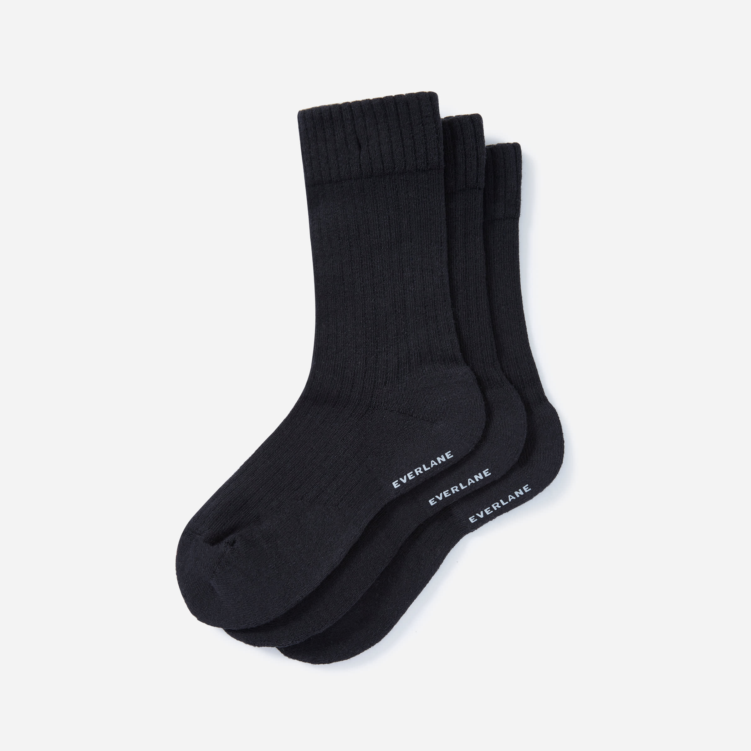 The Organic Cotton Ribbed Crew Sock 3-Pack Black – Everlane
