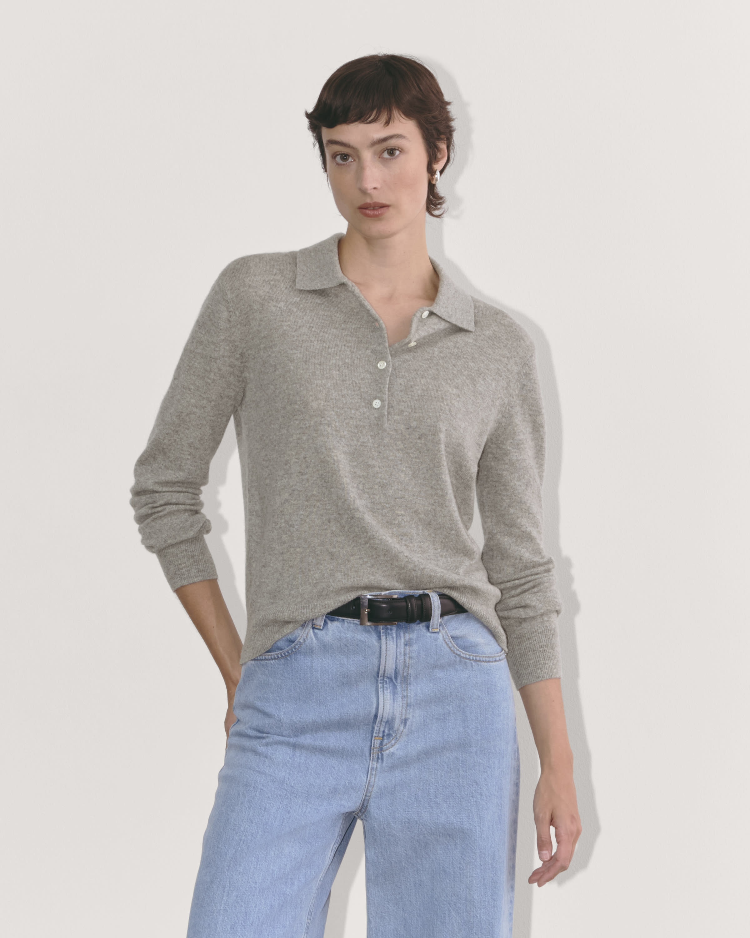 Everlane Womens Cashmere Light offers Gray Speckled Long Sleeve Sweater Size S