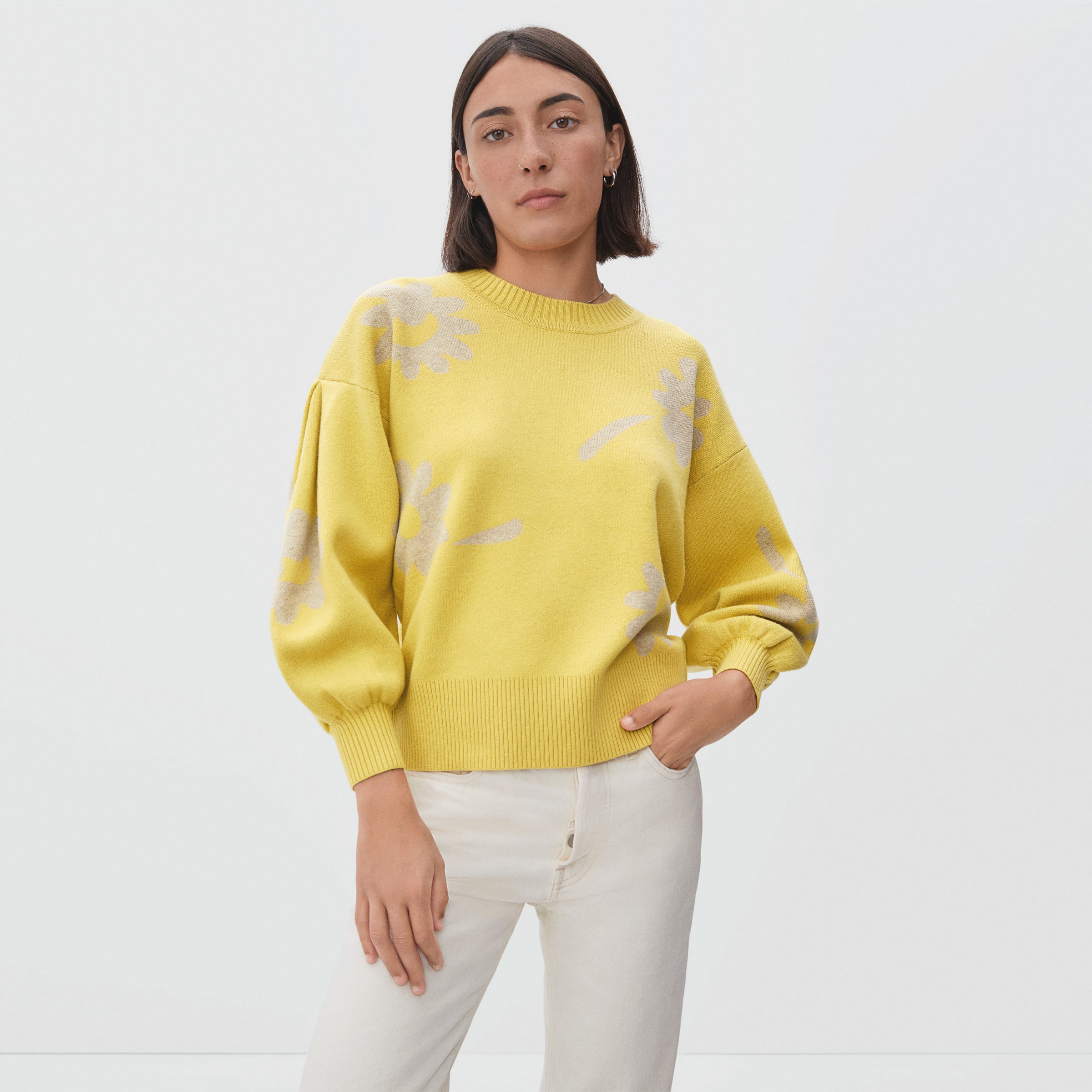 Yellow deals floral sweater