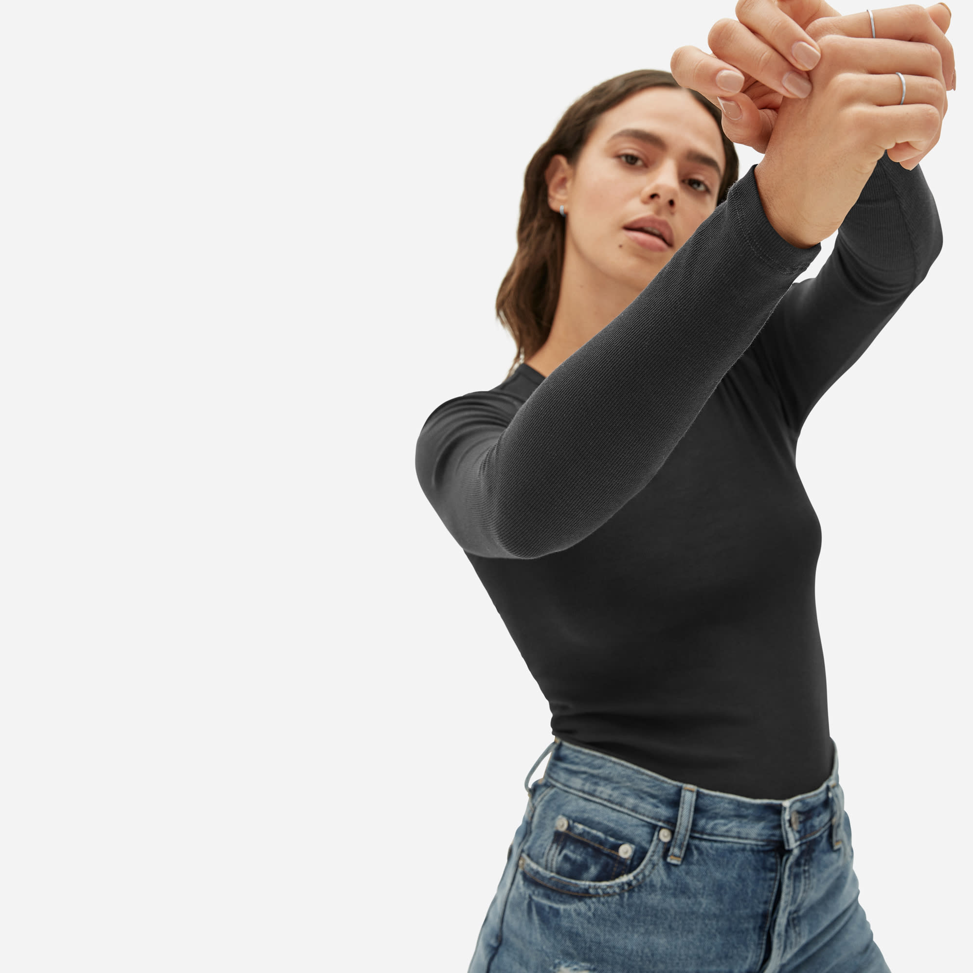 The Pima Stretch Long-Sleeve White – Everlane