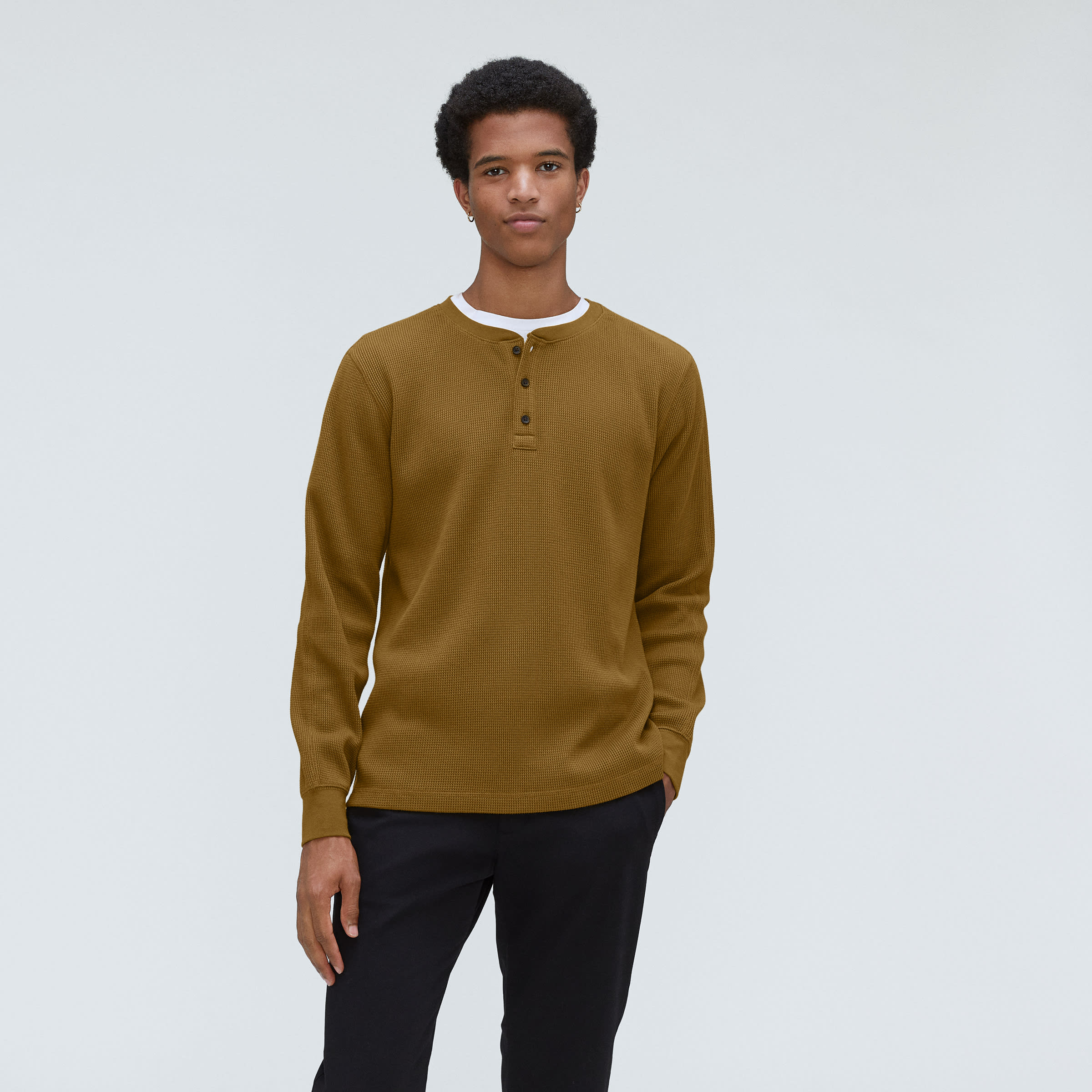 The Waffle Long-Sleeve Henley Tee Tapenade – Everlane