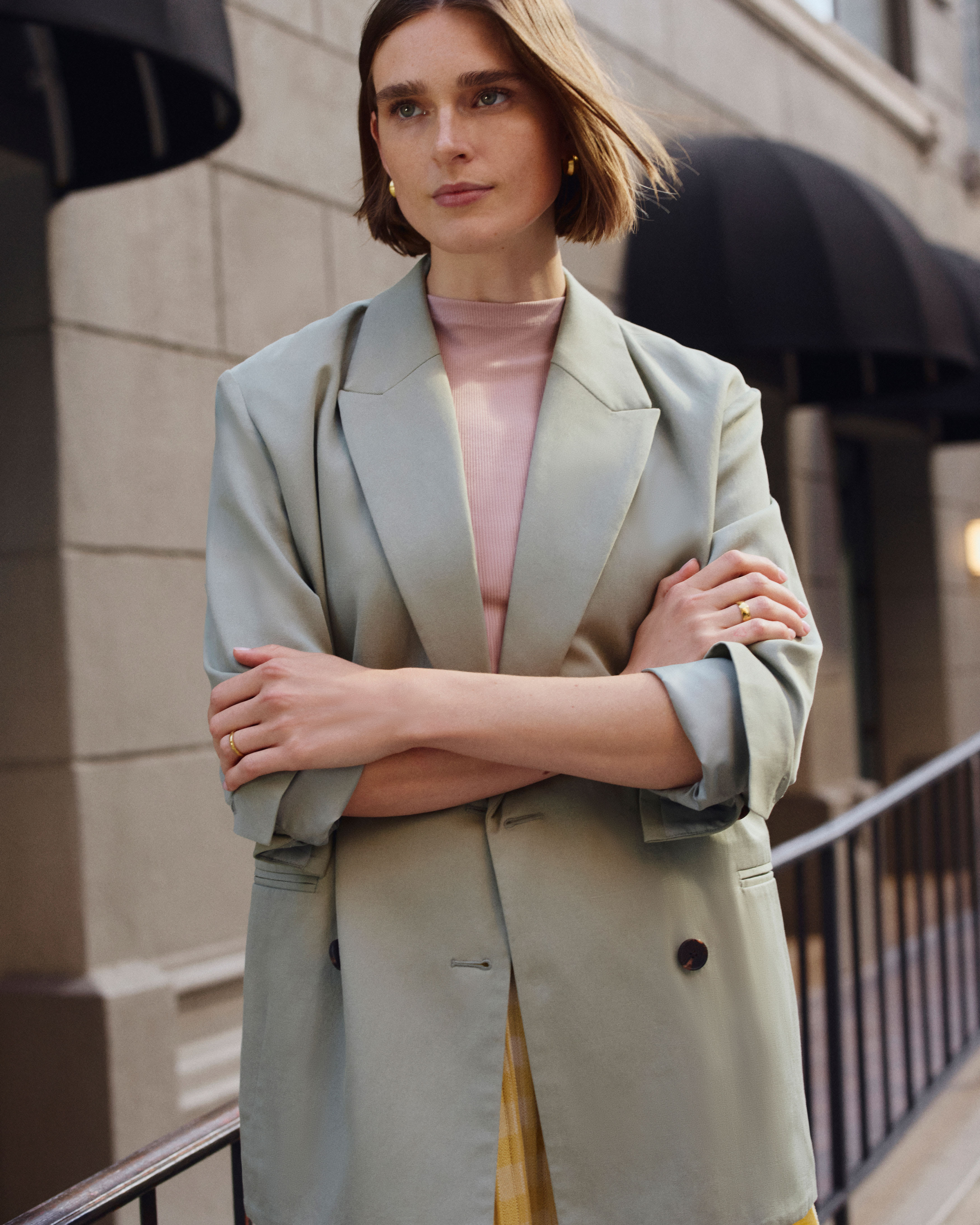 The Double-Breasted Blazer in Buttersmooth Seagrass – Everlane