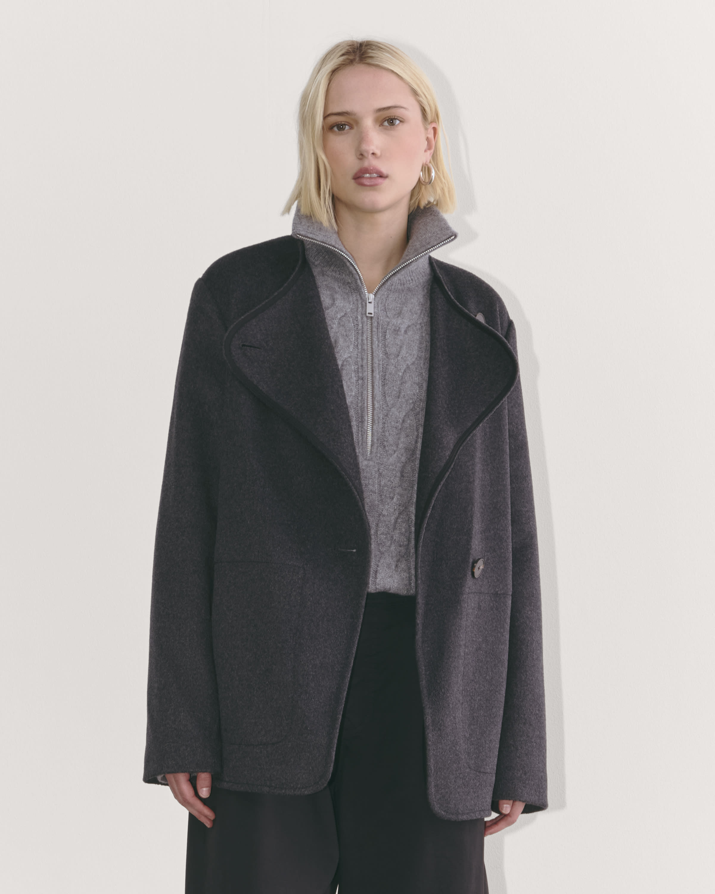 Everlane women caccoon coat 2024 black sz 6