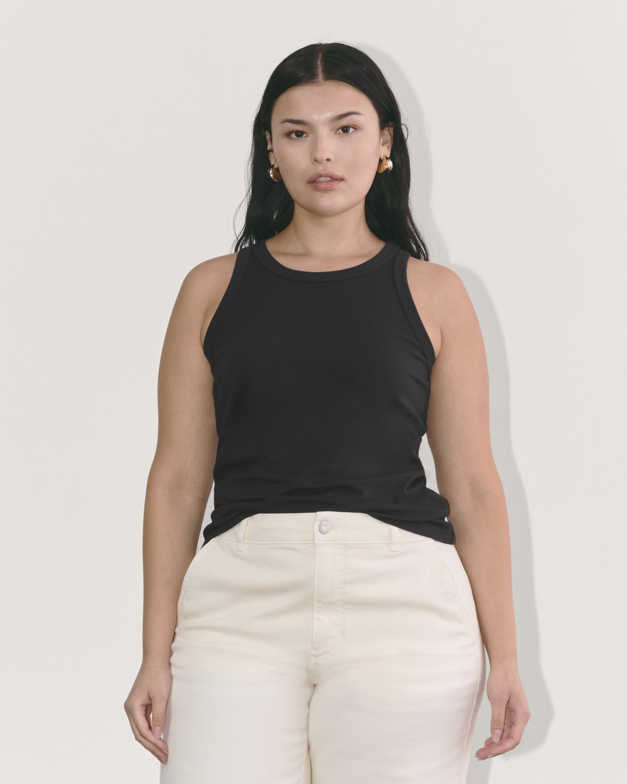 Everlane Black Cotton Button Crop Top Tank Top factory Shirt Womens Size 6