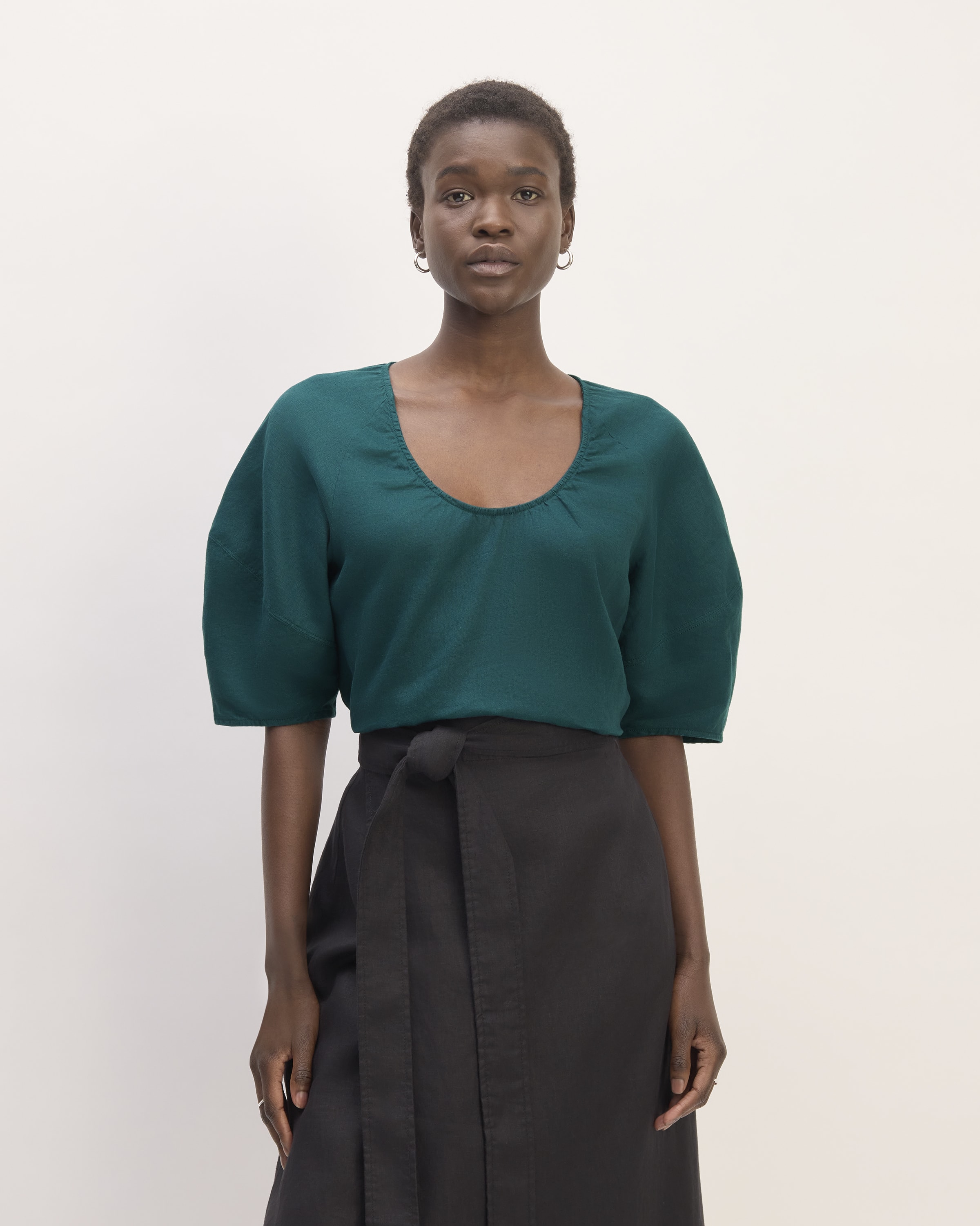 Josiane Scoop Back Top - Terracotta Linen