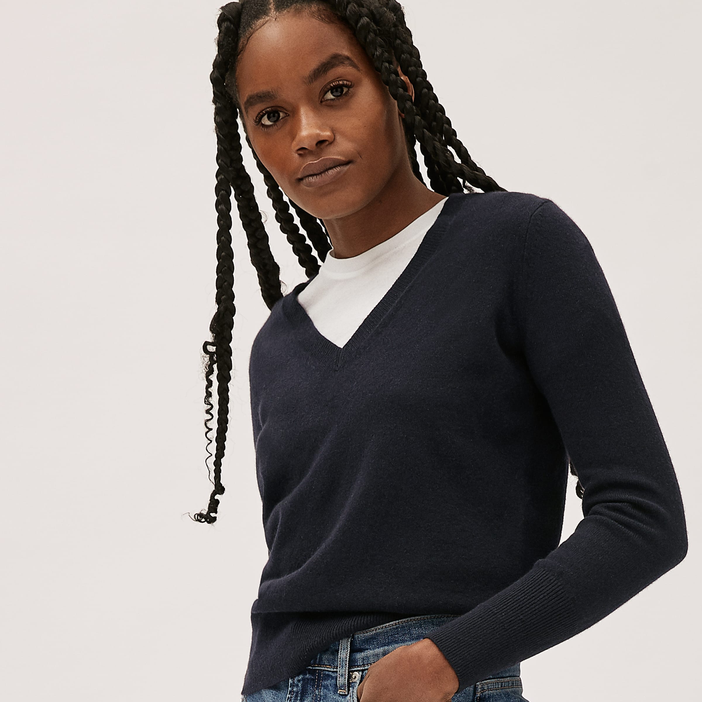 The Cashmere V-Neck Dark Navy – Everlane