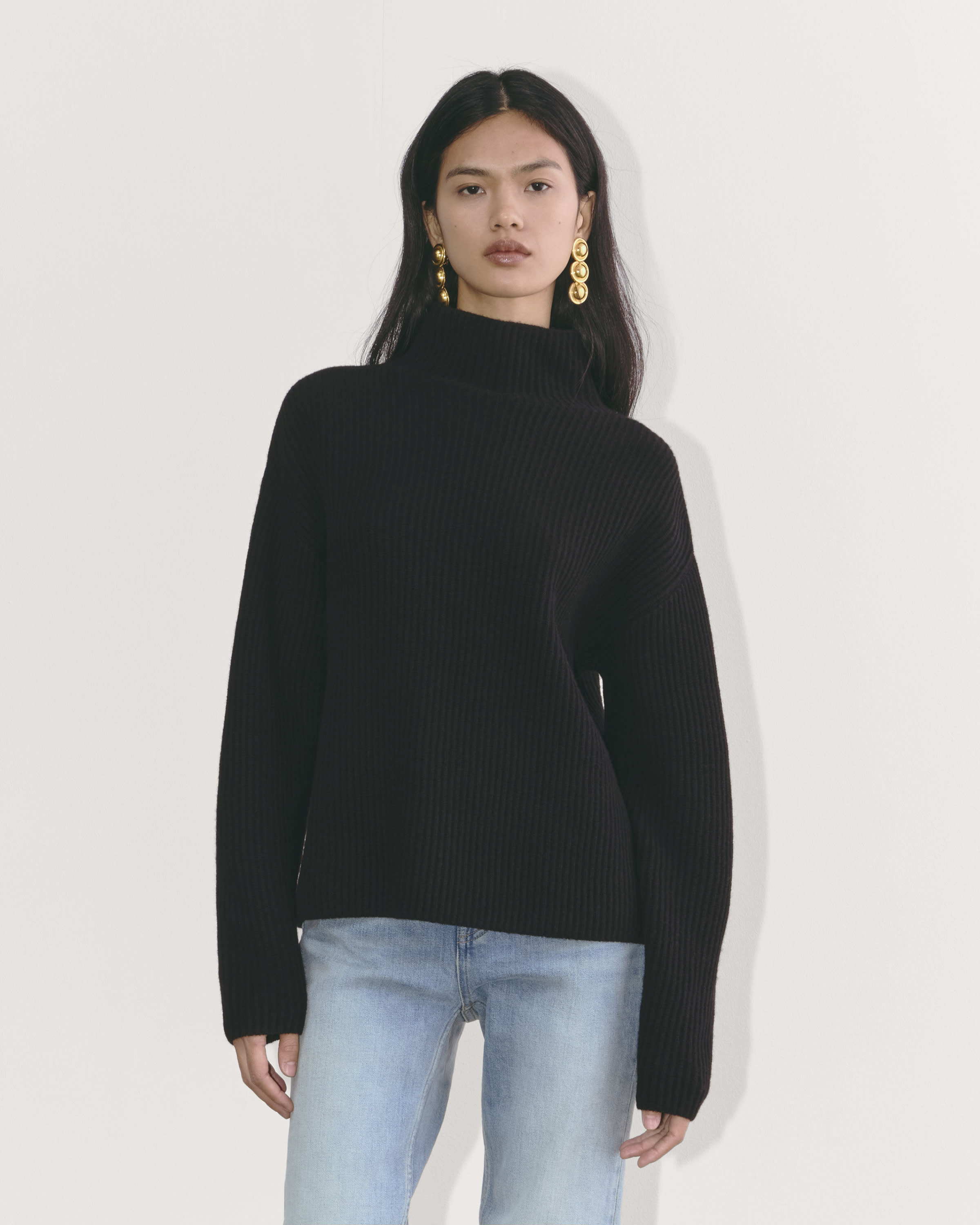 EVERLANE outlet V-Neck Sweater Pullover Cashmere Wool Black S 10A-11