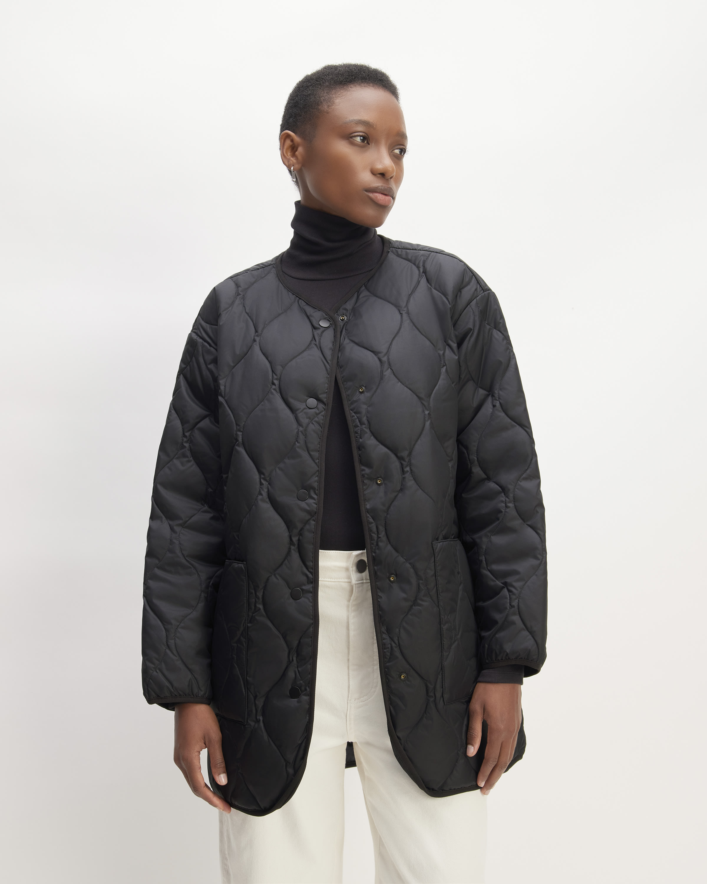 The ReNew Quilted Mid-Length Liner Black – Everlane