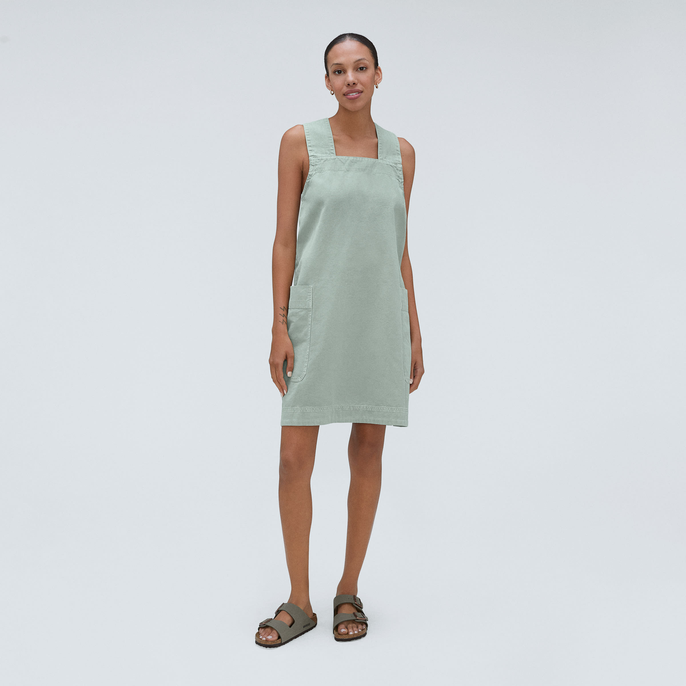 The CrossBack Apron Mini Dress Sea Glass Everlane