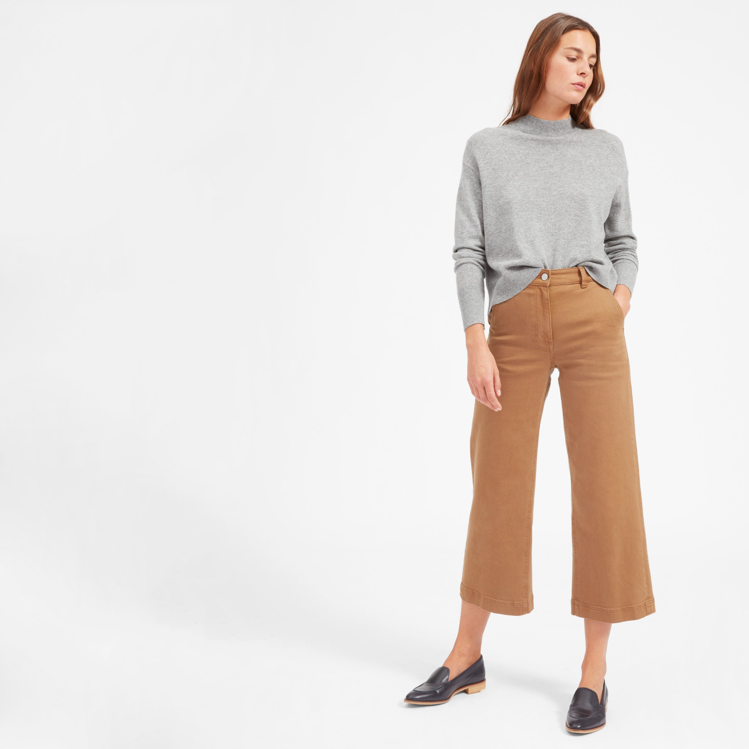 The Cashmere Crop Mockneck Heathered Grey – Everlane