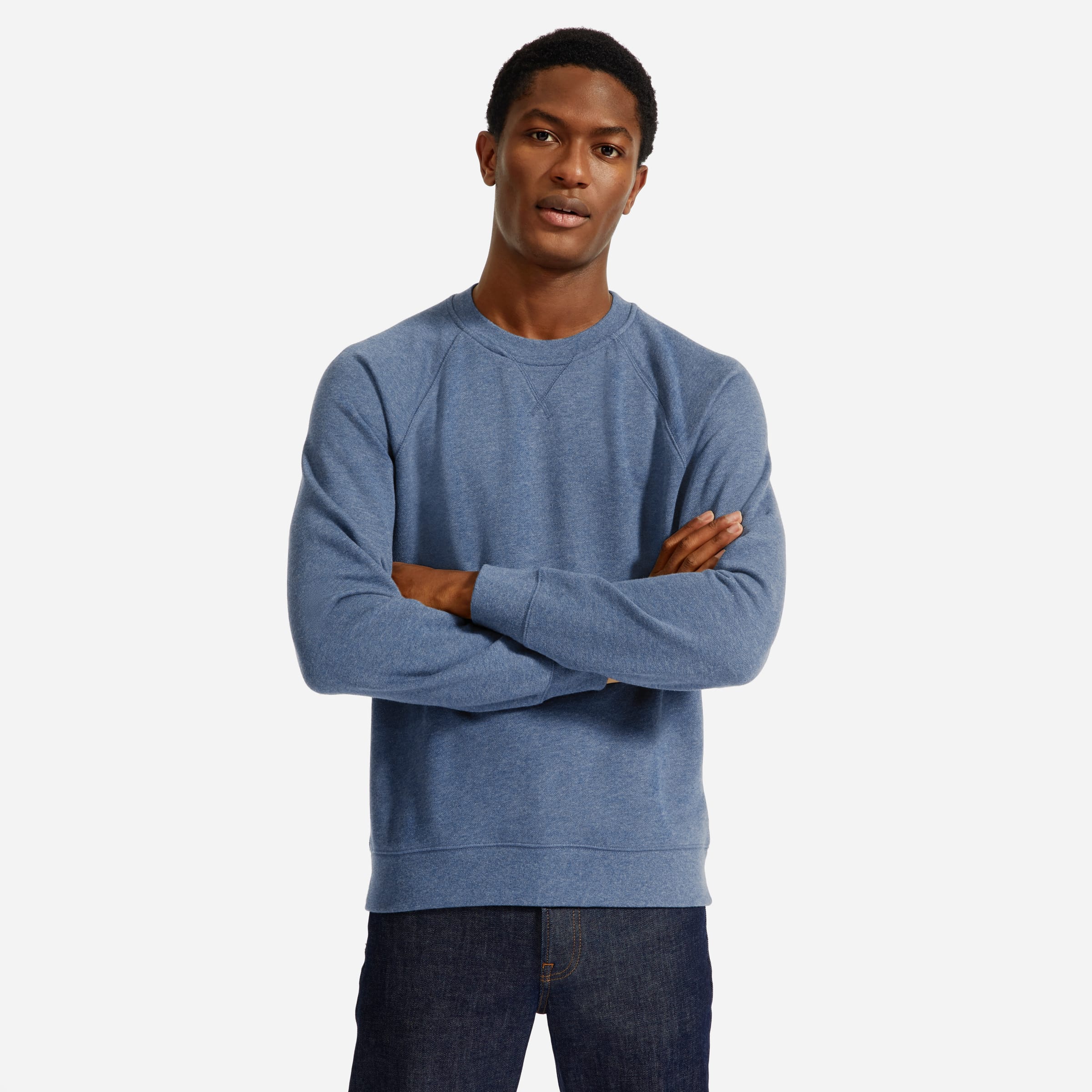 The Lightweight French Terry Crew Heathered Blue – Everlane