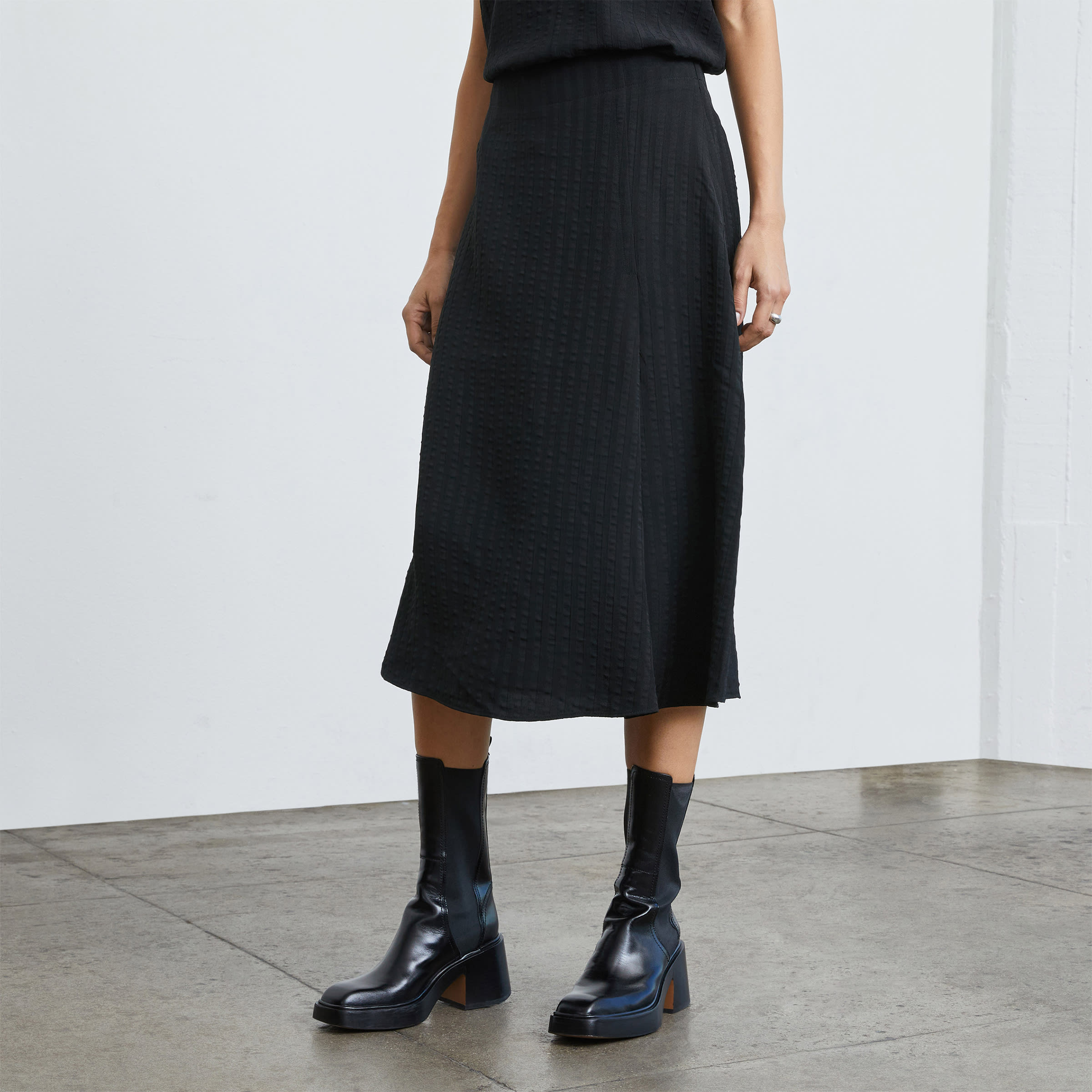 The City Stripe Midi Skirt Black – Everlane