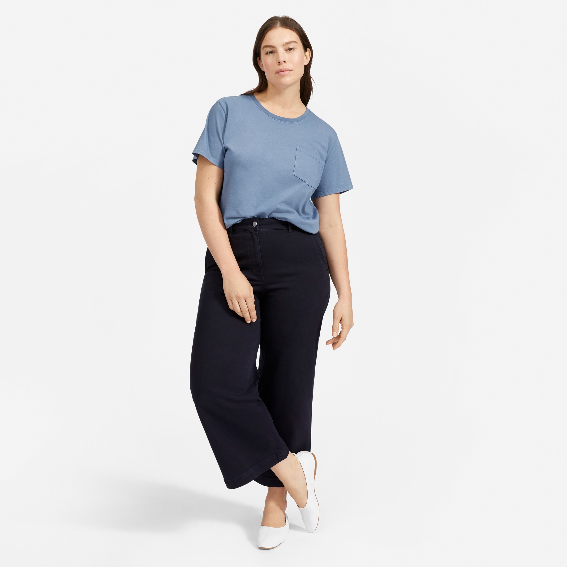 The Cotton Box-Cut Pocket Tee Dusty Blue (Pigment Dyed) – Everlane