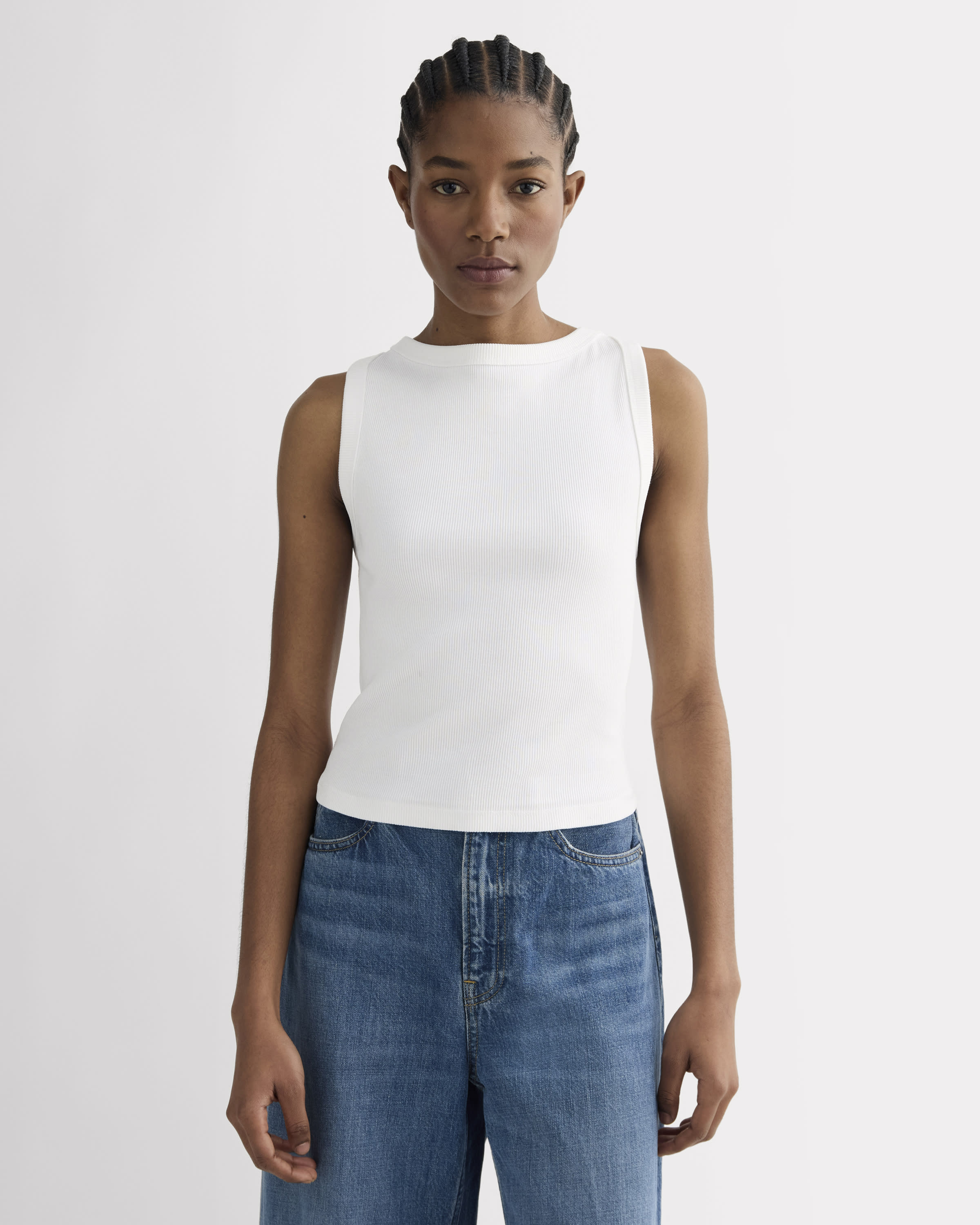 The Selfie Boatneck Tank White – Everlane