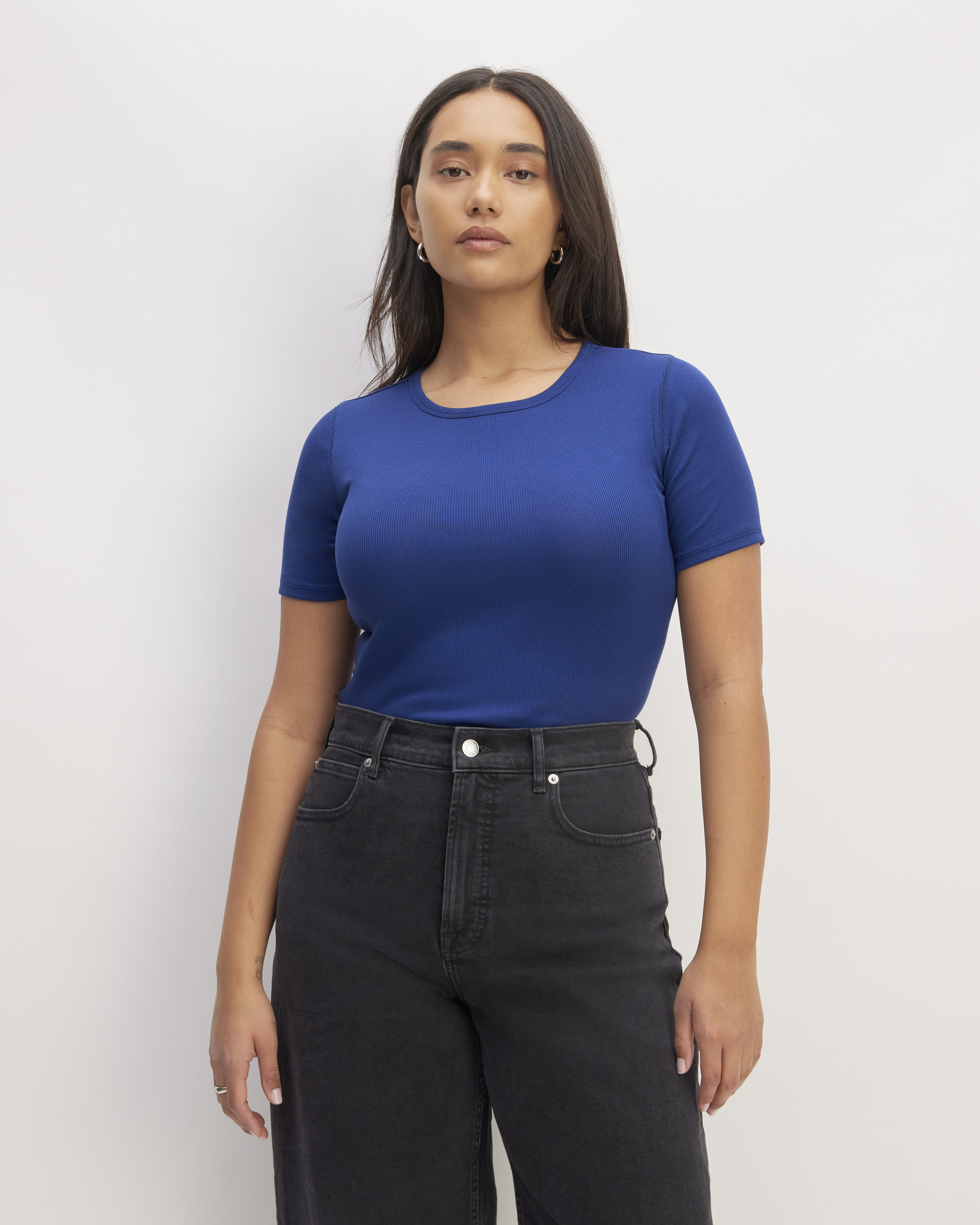 The Luxe Micro-Rib Crew Bellwether Blue – Everlane