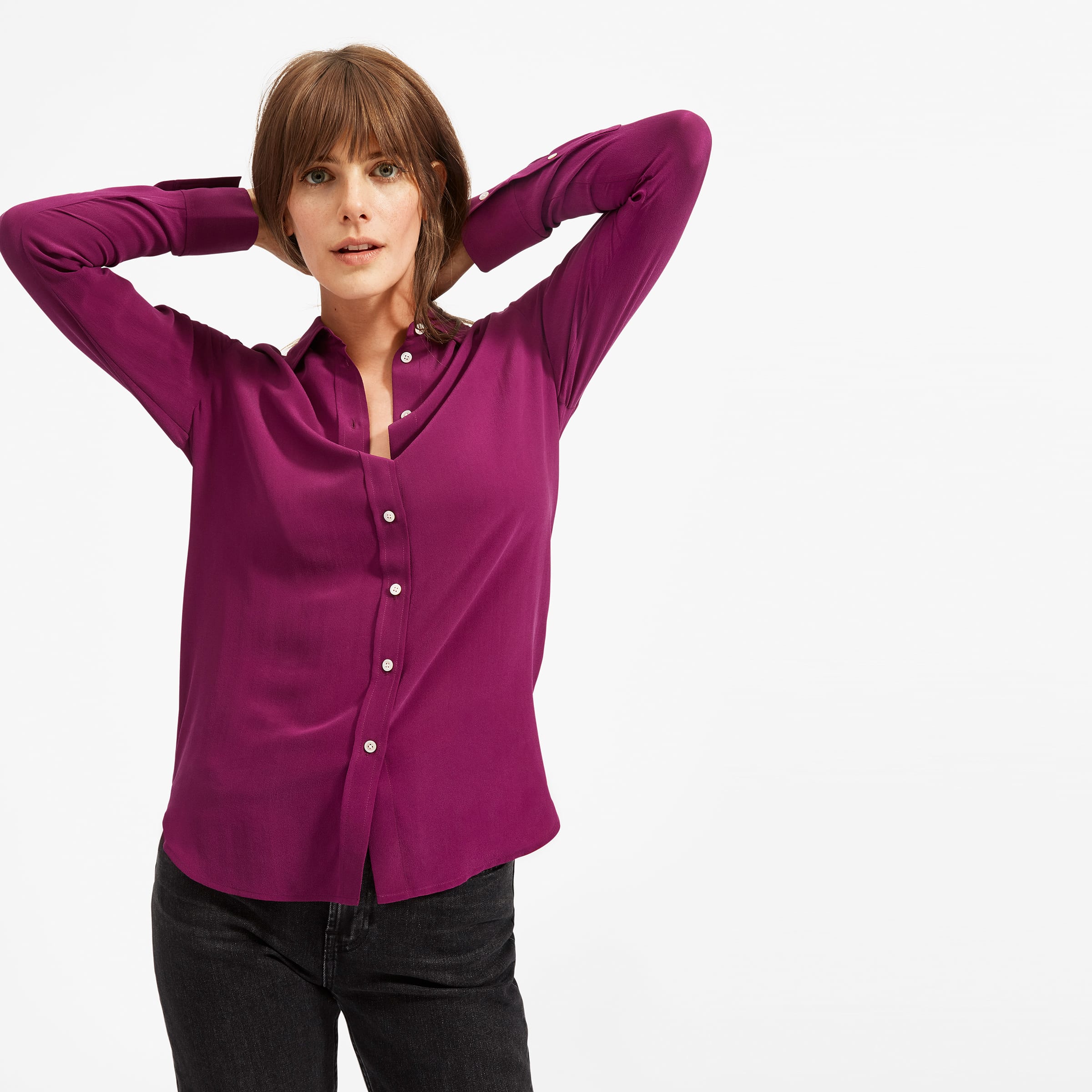 The Clean Silk Relaxed Shirt Berry Everlane