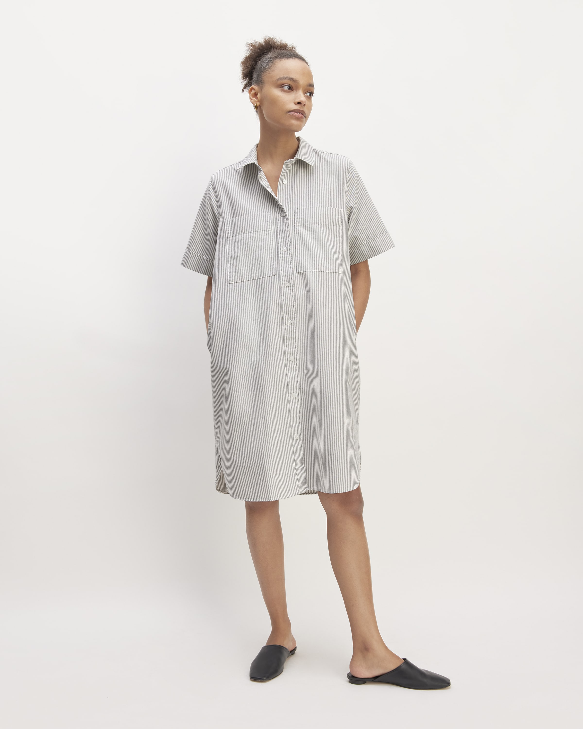 The Oxford Short-Sleeve Shirt Dress Charcoal / White – Everlane