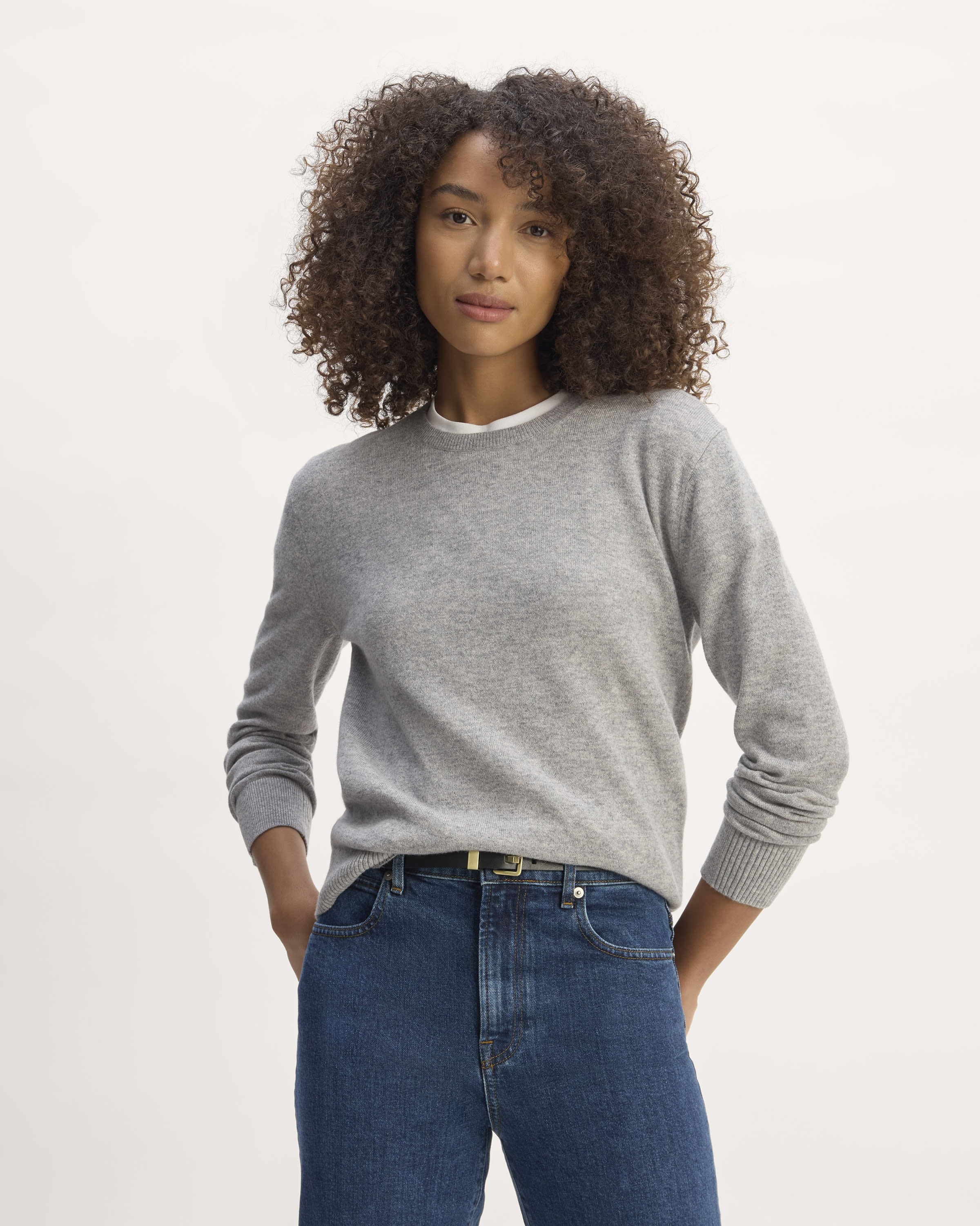 The Classic Crew in Cashmere Light Heather Grey Everlane