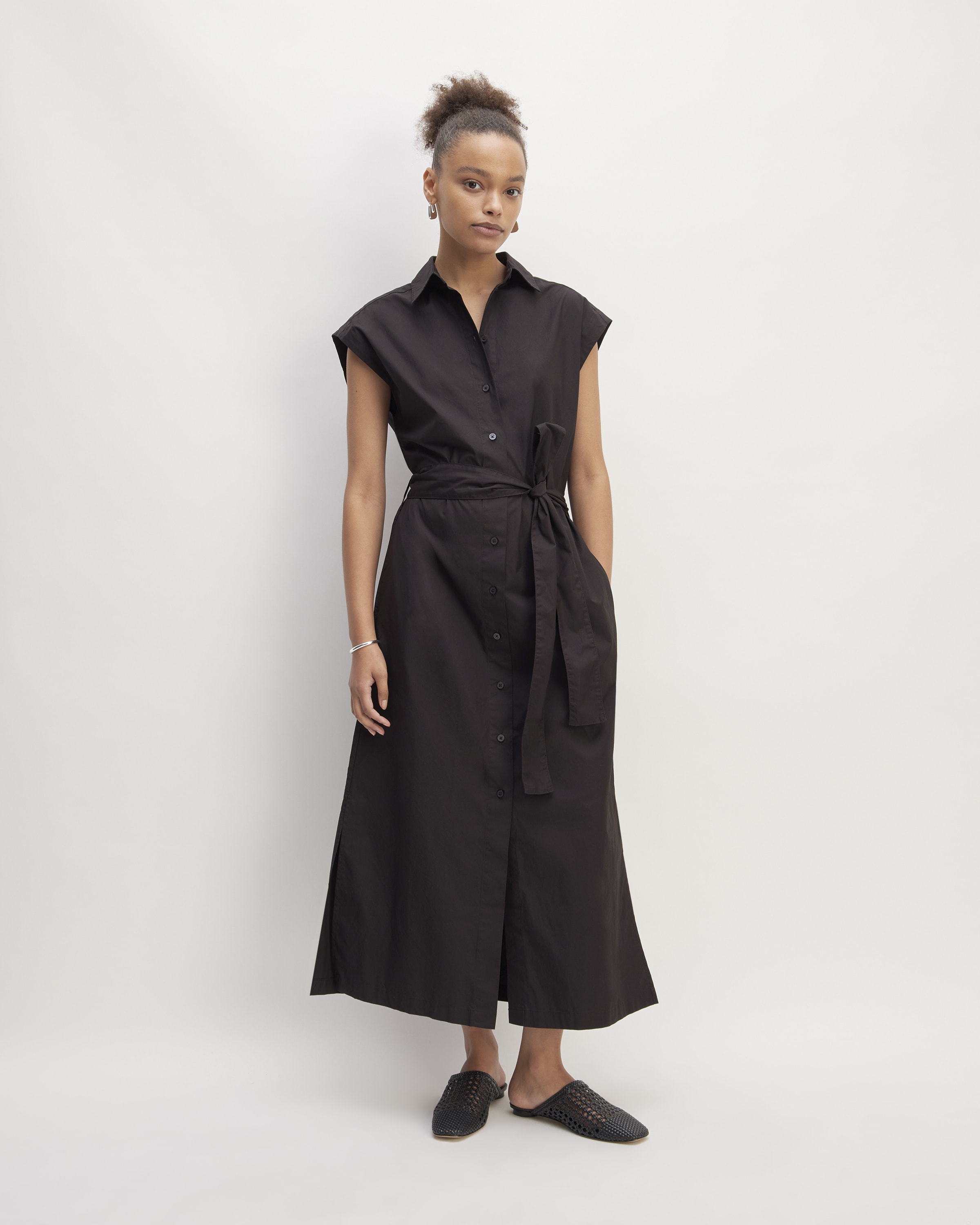 The Supima® Cotton Short-Sleeve Shirt Dress Black – Everlane