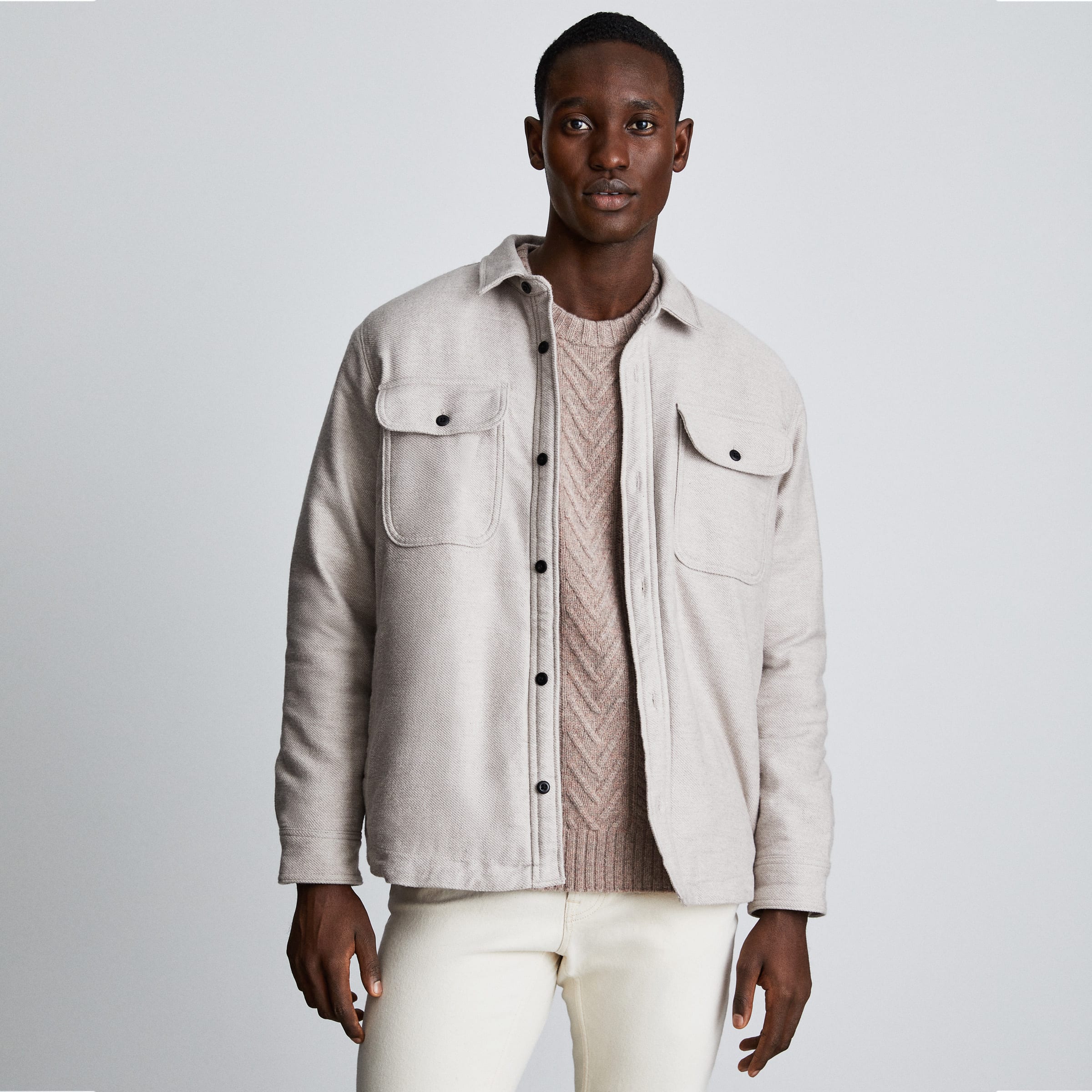 The ReNew Fleece-Lined Heavyweight Overshirt Heathered Burnt Sugar