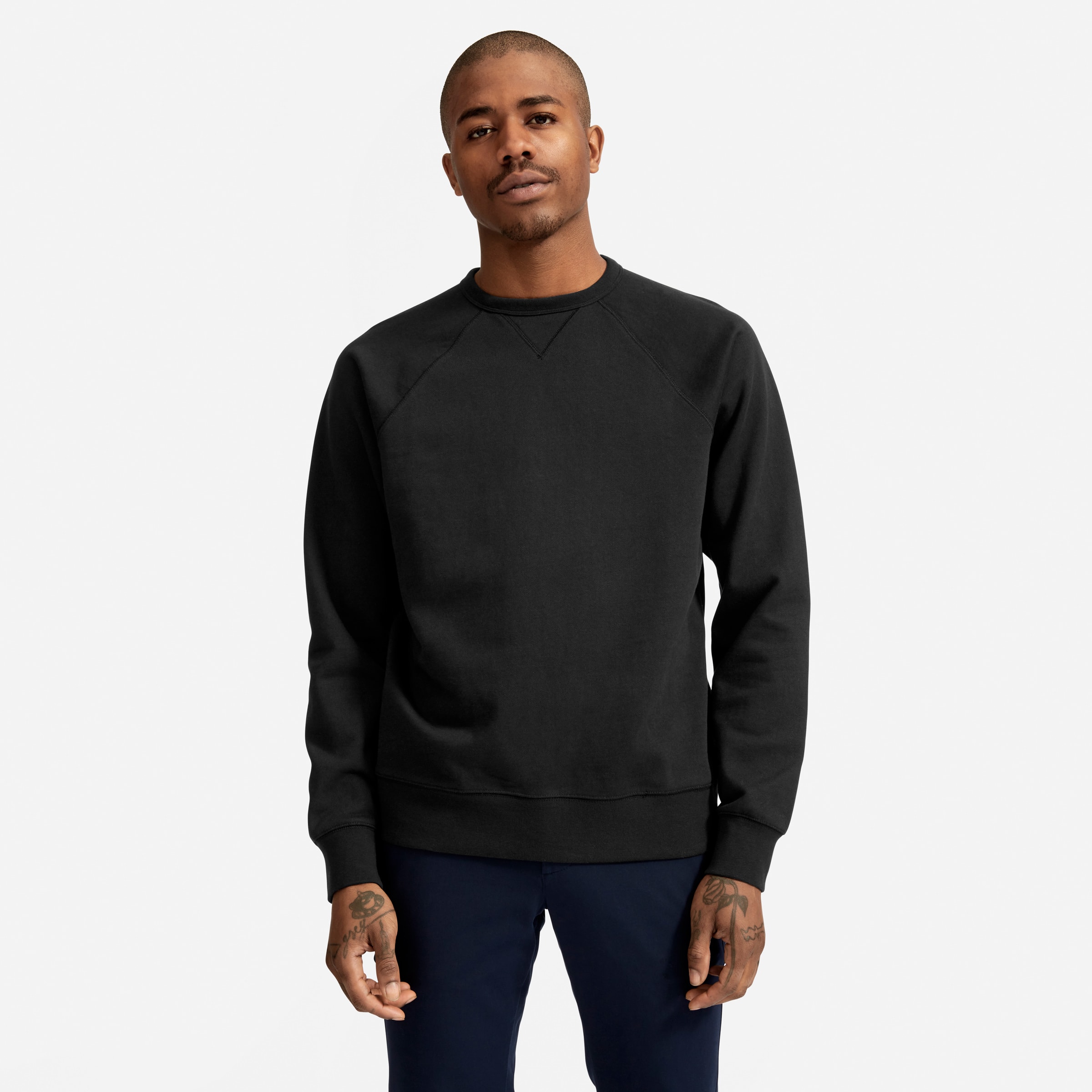 The Unisex French Terry Crew Washed Black – Everlane