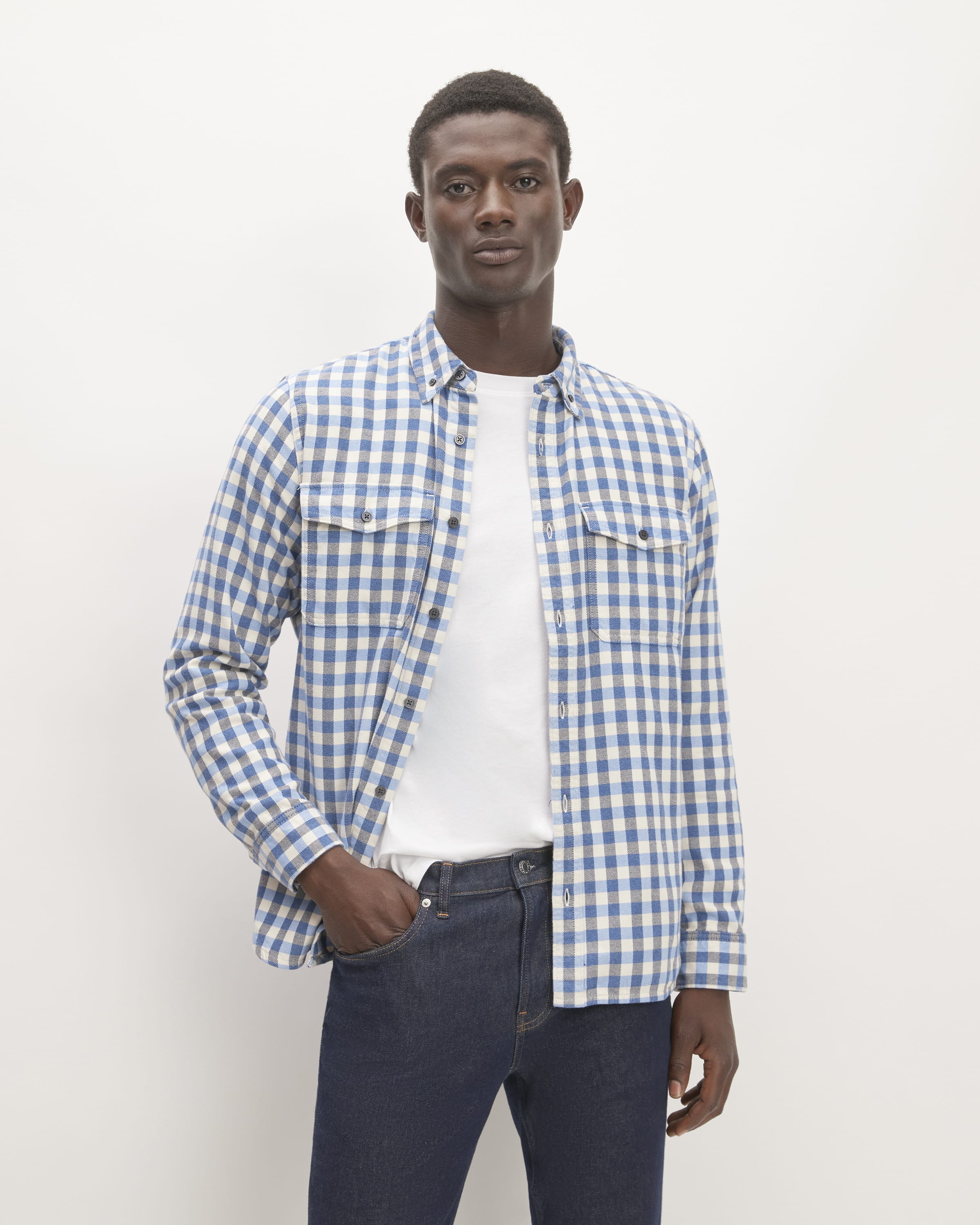 The Brushed Flannel Shirt True Navy / Parisian Blue / Pumice Stone ...