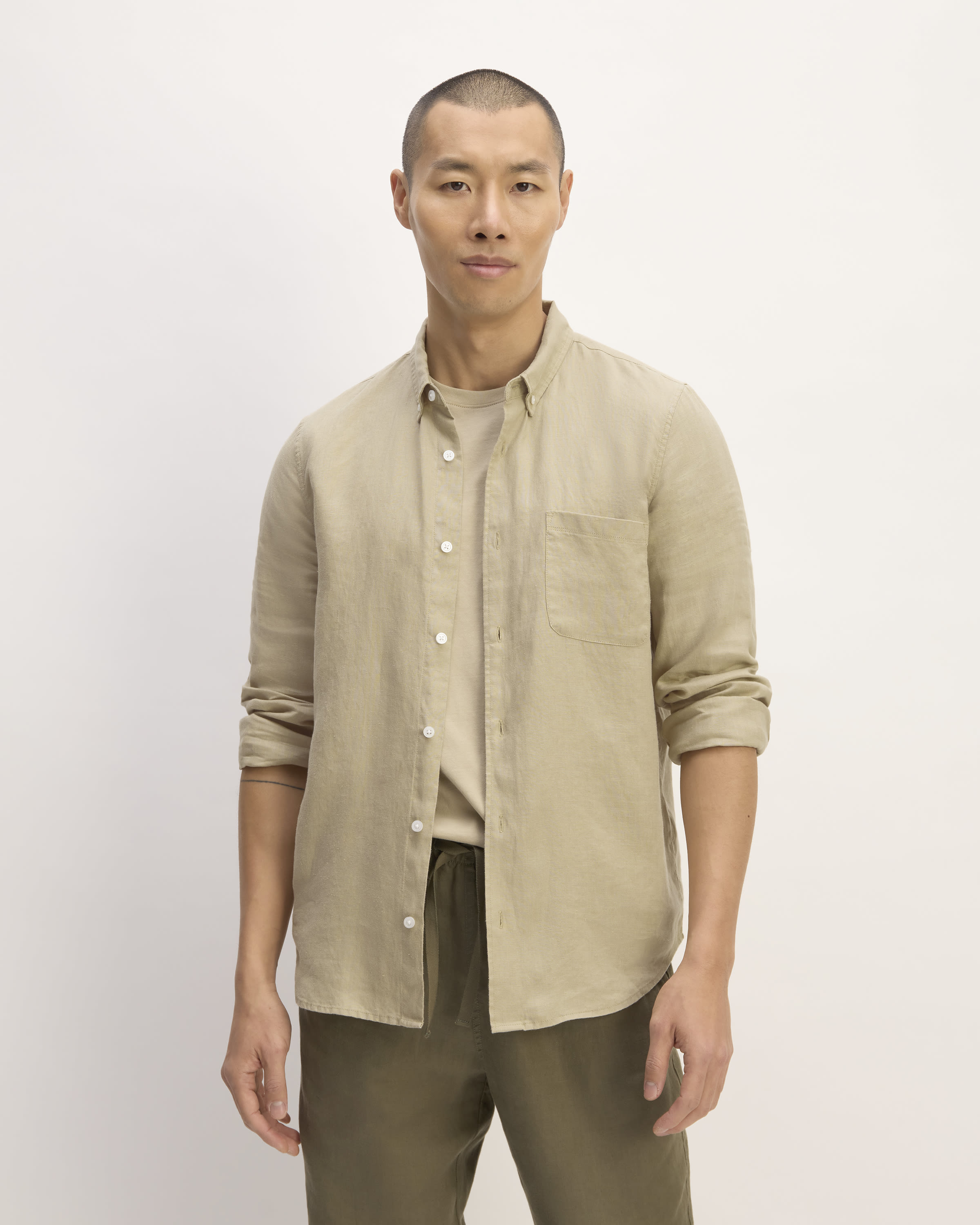 The Linen Standard Fit Shirt Trench Coat Khaki – Everlane