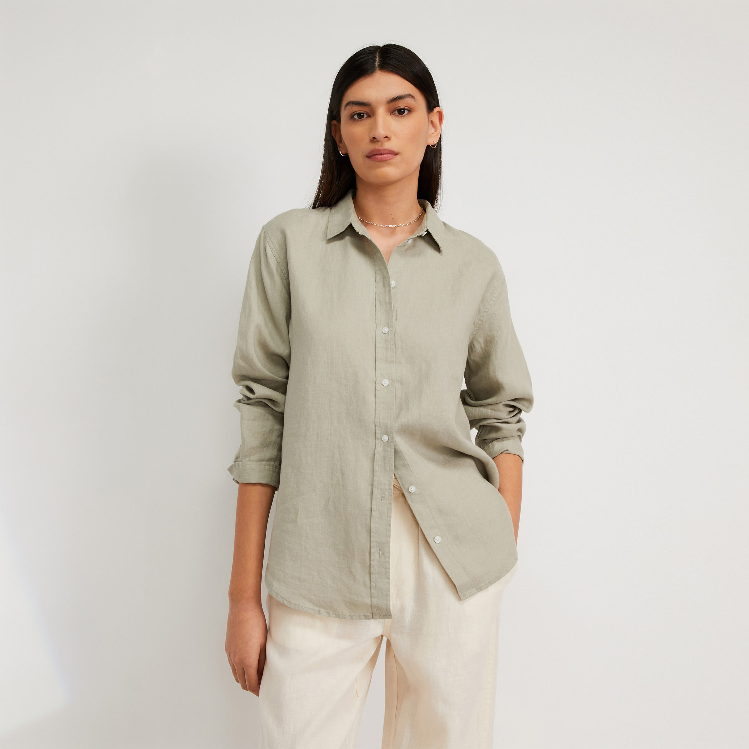The Linen Relaxed Shirt Seagrass – Everlane