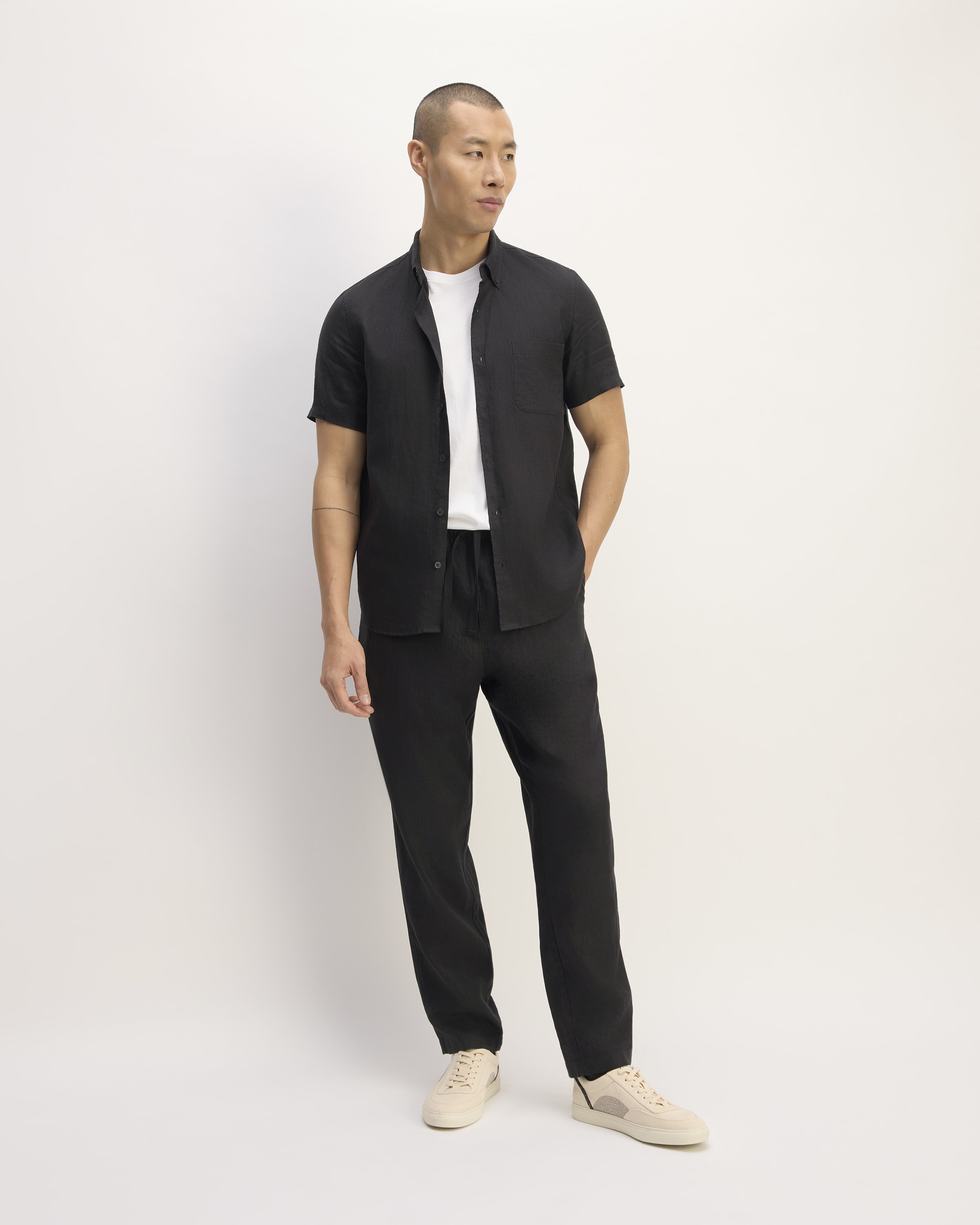 The Linen Easy Pant Black Everlane